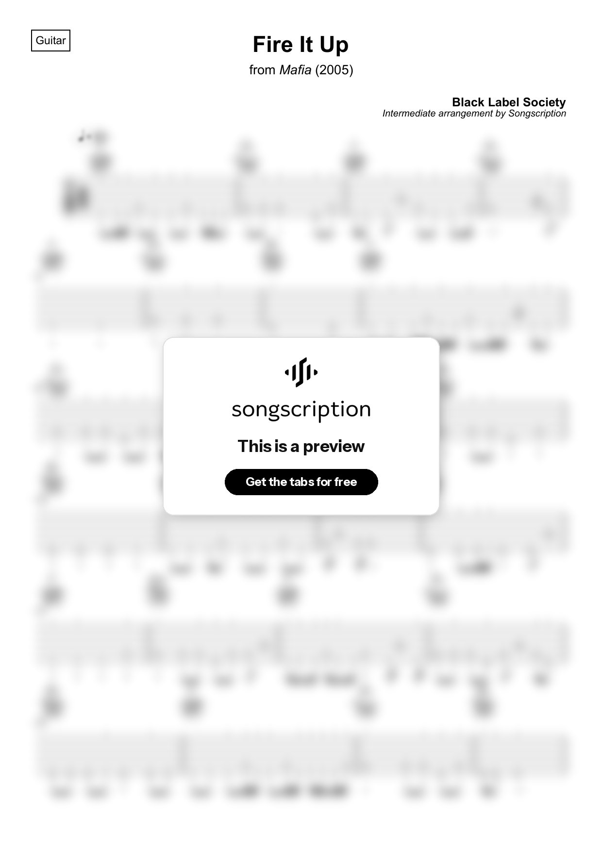 Intermediate Acoustic Guitar Tabs for "Fire It Up" by Black Label Society