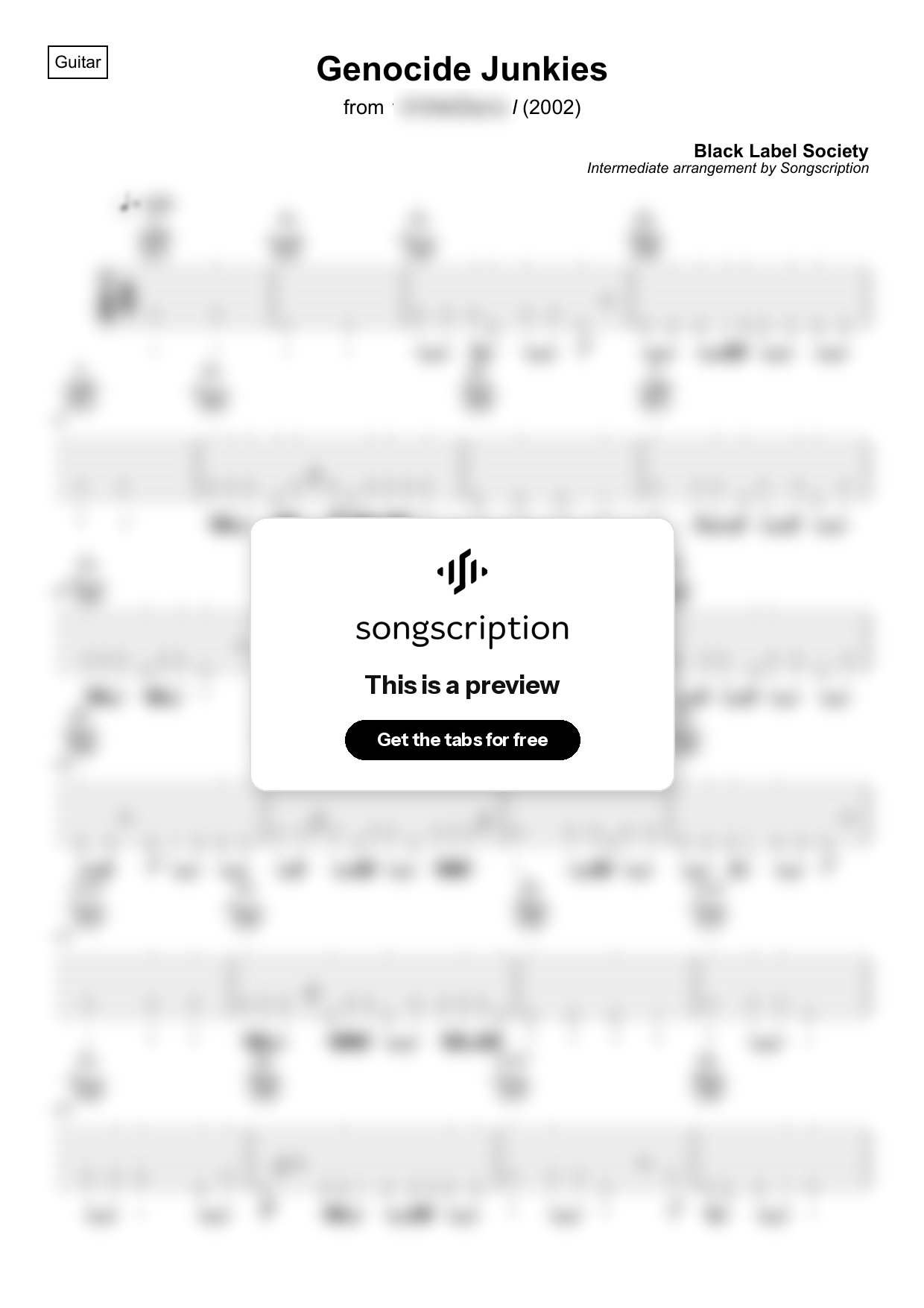 Intermediate Acoustic Guitar Tabs for "Genocide Junkies" by Black Label Society