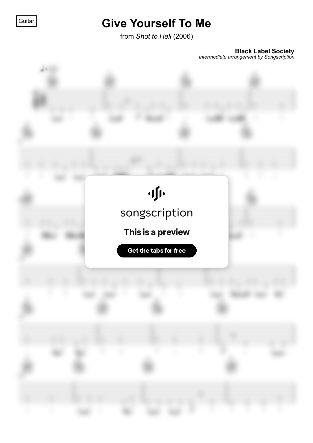 Intermediate Acoustic Guitar Tabs for "Give Yourself To Me" by Black Label Society