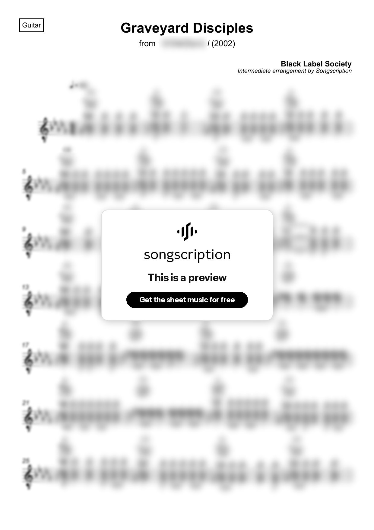 Intermediate Acoustic Guitar Sheet Music for "Graveyard Disciples" by Black Label Society