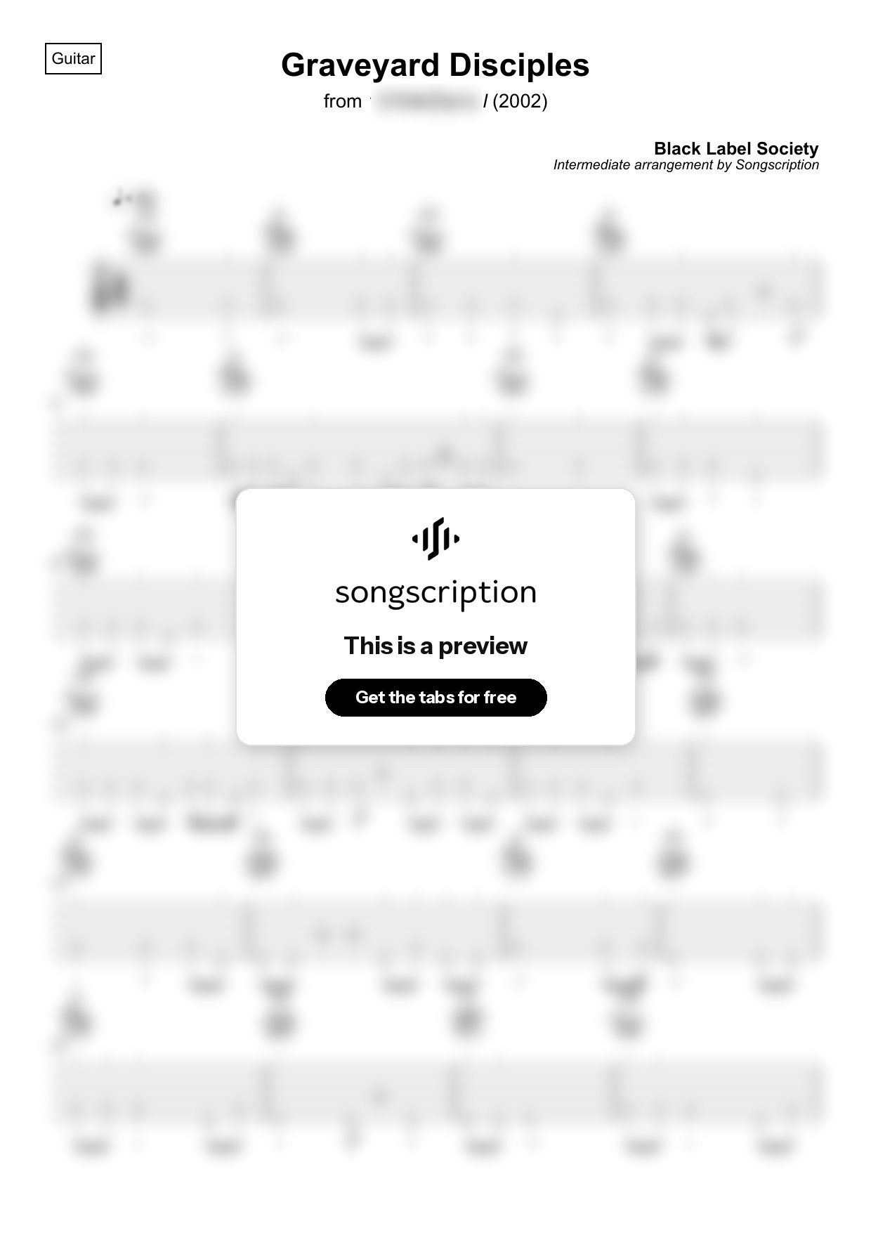 Intermediate Acoustic Guitar Tabs for "Graveyard Disciples" by Black Label Society