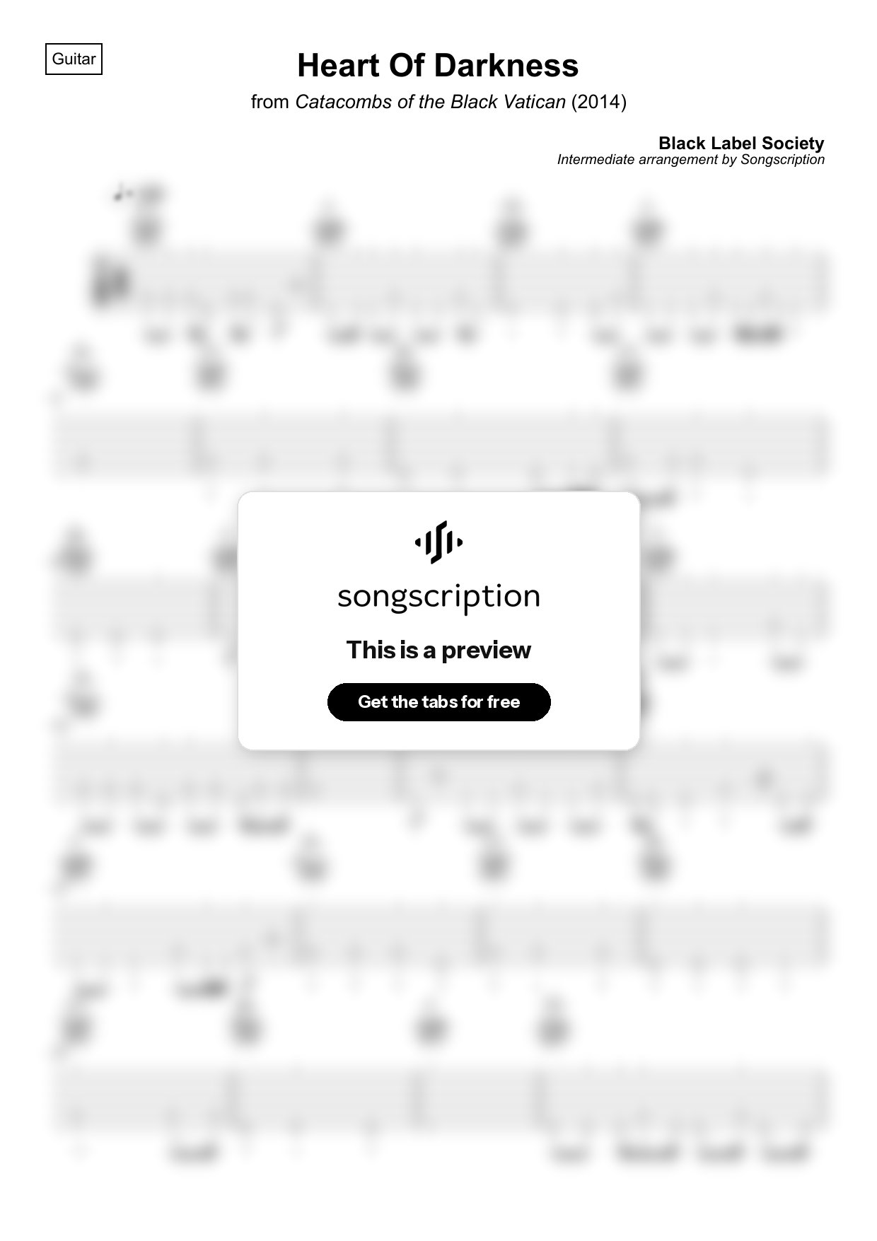 Intermediate Acoustic Guitar Tabs for "Heart Of Darkness" by Black Label Society