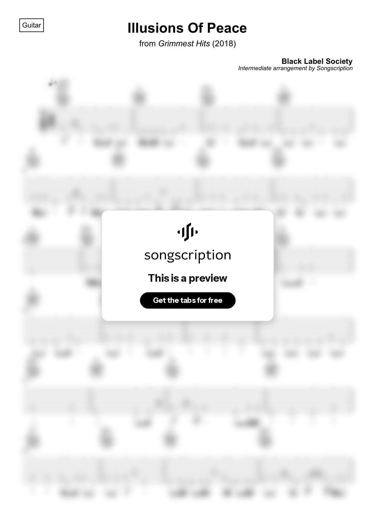 Intermediate Acoustic Guitar Tabs for "Illusions Of Peace" by Black Label Society
