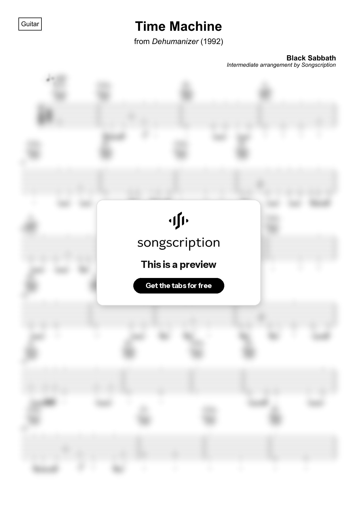Intermediate Acoustic Guitar Tabs for "Time Machine" by Black Sabbath