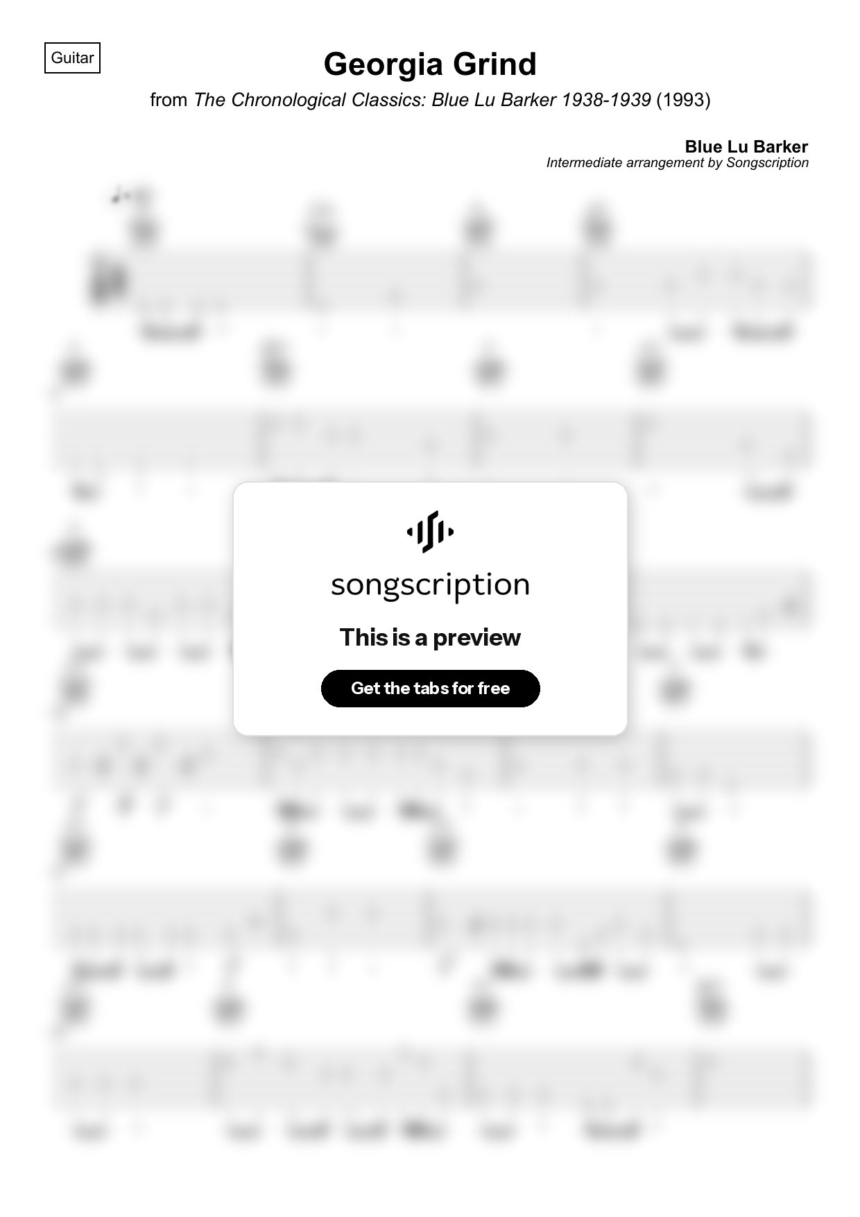 Intermediate Acoustic Guitar Tabs for "Georgia Grind" by Blue Lu Barker