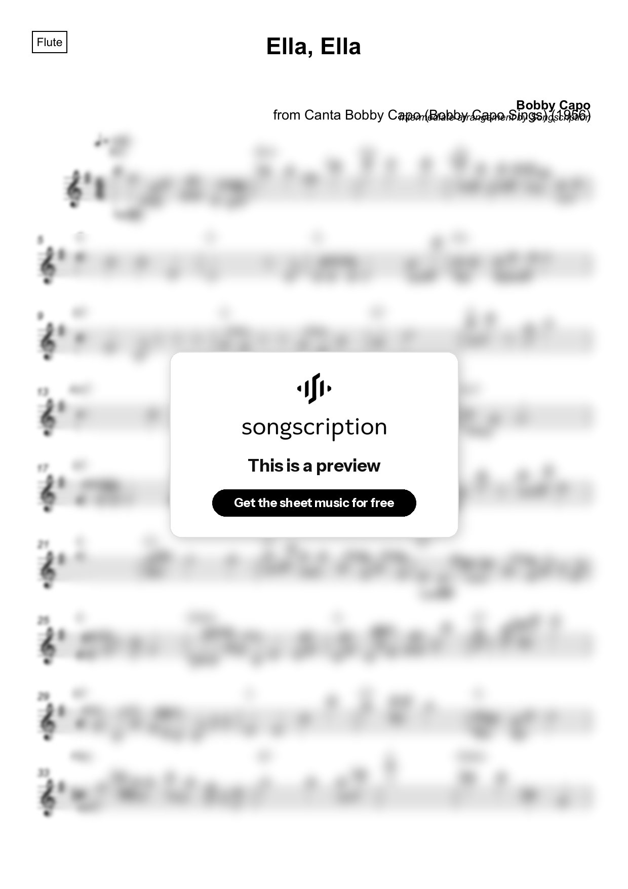 Intermediate Flute Sheet Music for "Ella, Ella" by Bobby Capo