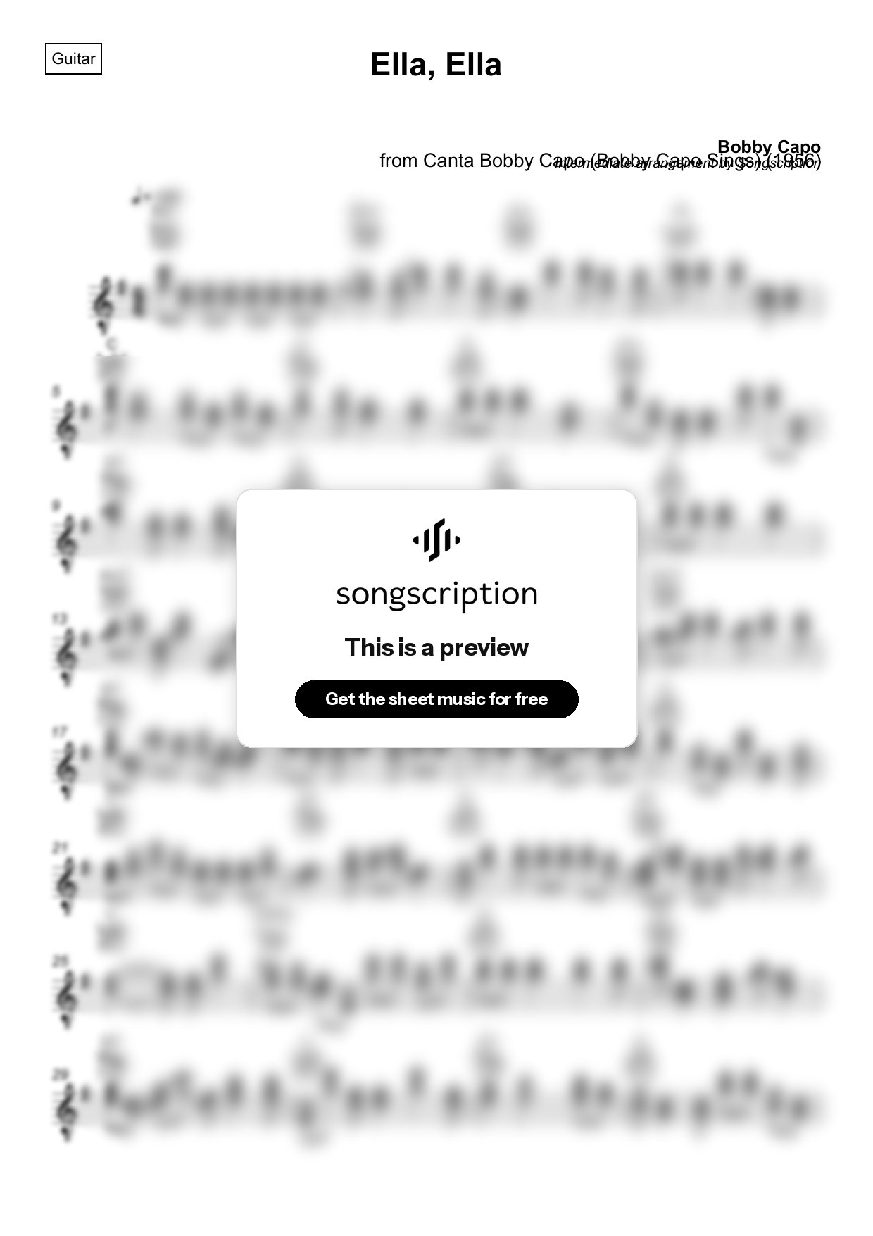 Intermediate Acoustic Guitar Sheet Music for "Ella, Ella" by Bobby Capo