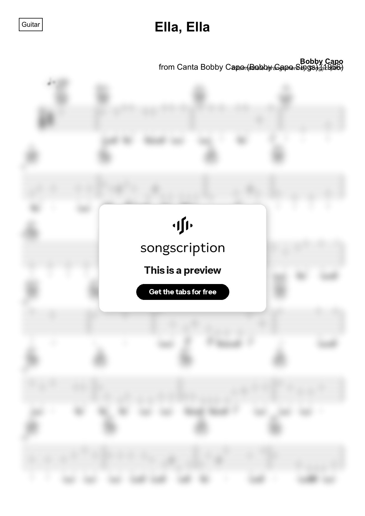 Intermediate Acoustic Guitar Tabs for "Ella, Ella" by Bobby Capo