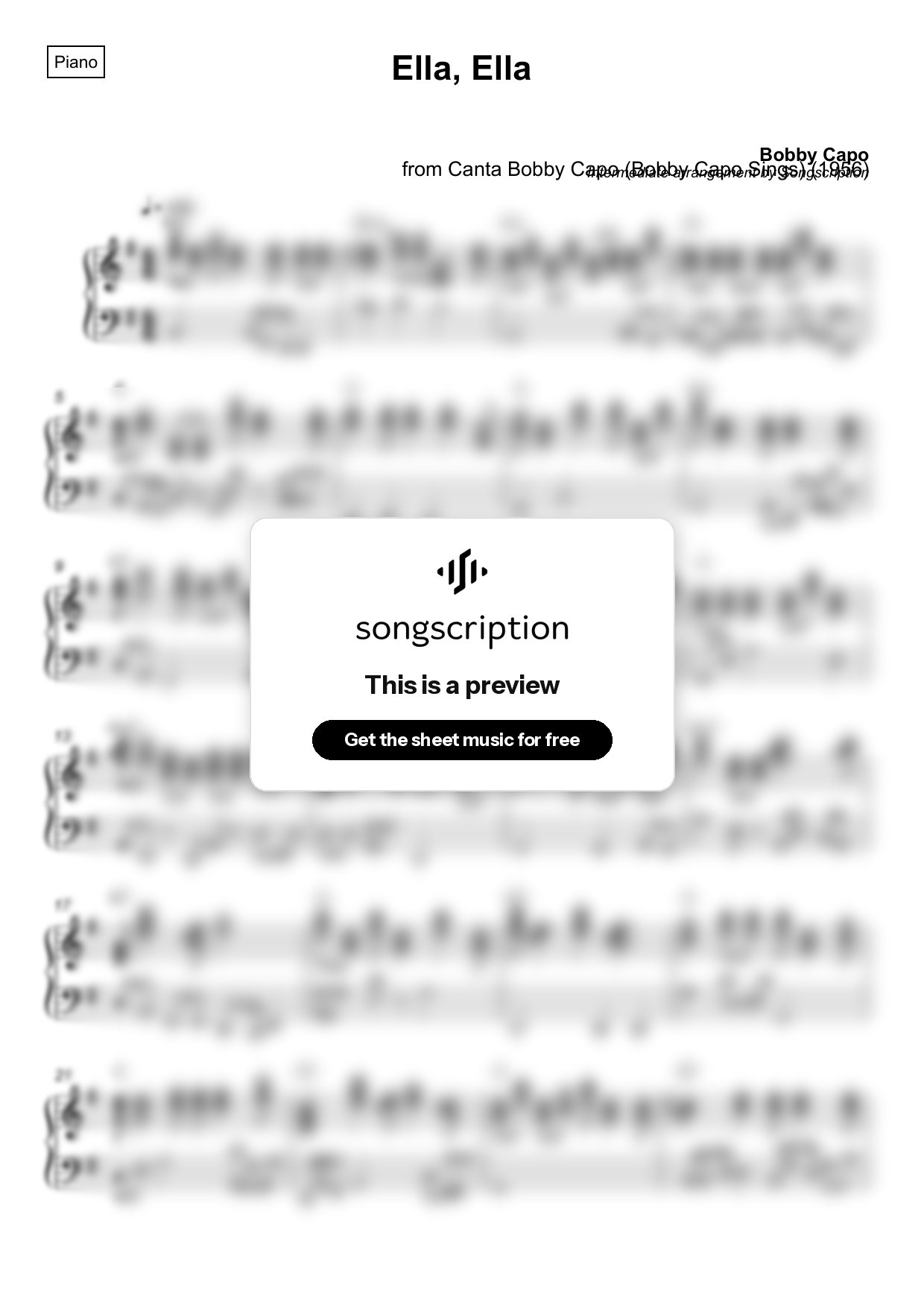 Intermediate Piano Sheet Music for "Ella, Ella" by Bobby Capo