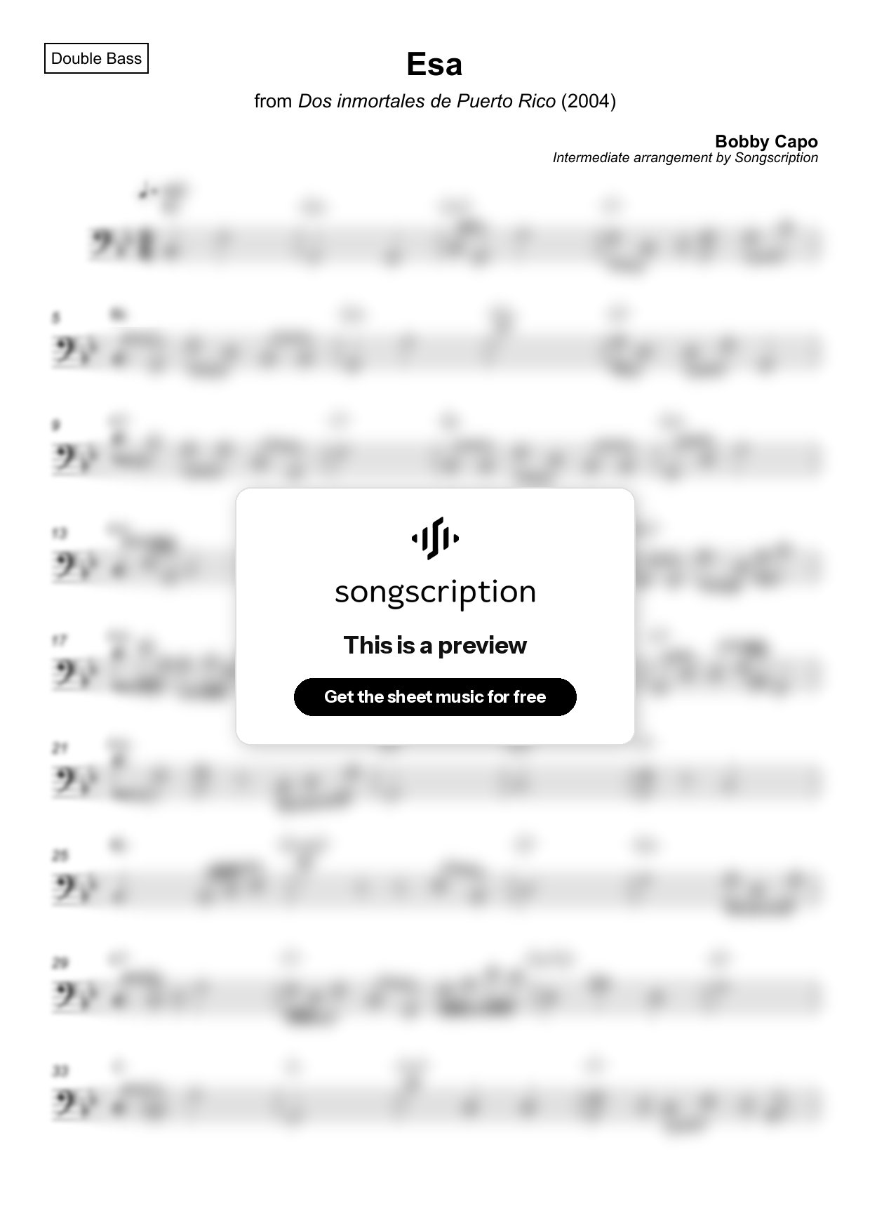 Intermediate Double Bass Sheet Music for "Esa" by Bobby Capo