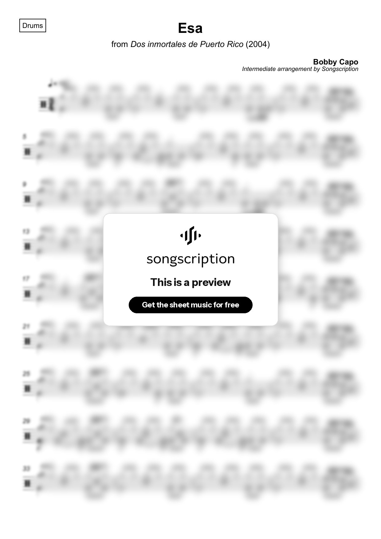 Intermediate Drums Sheet Music for "Esa" by Bobby Capo