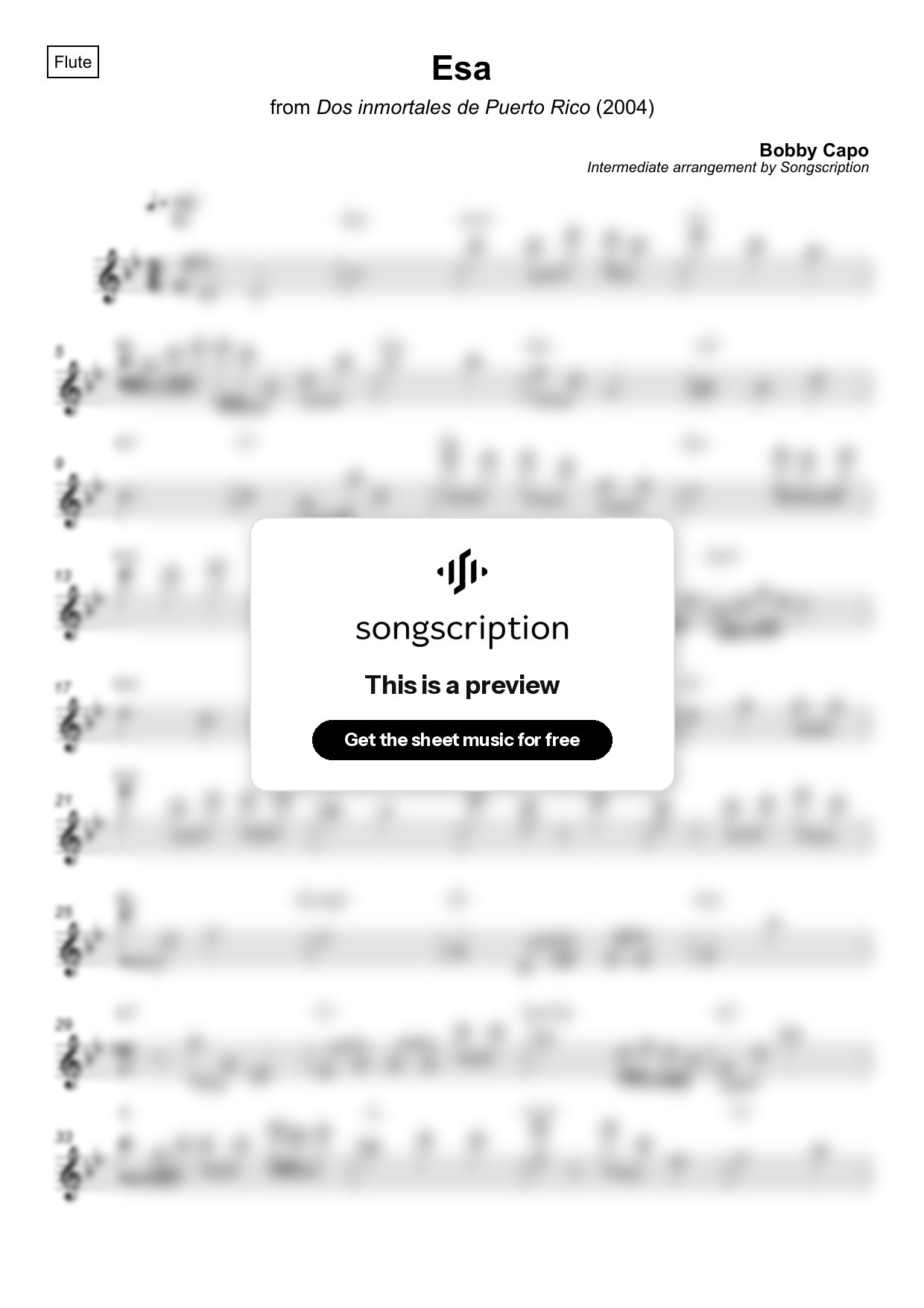 Intermediate Flute Sheet Music for "Esa" by Bobby Capo