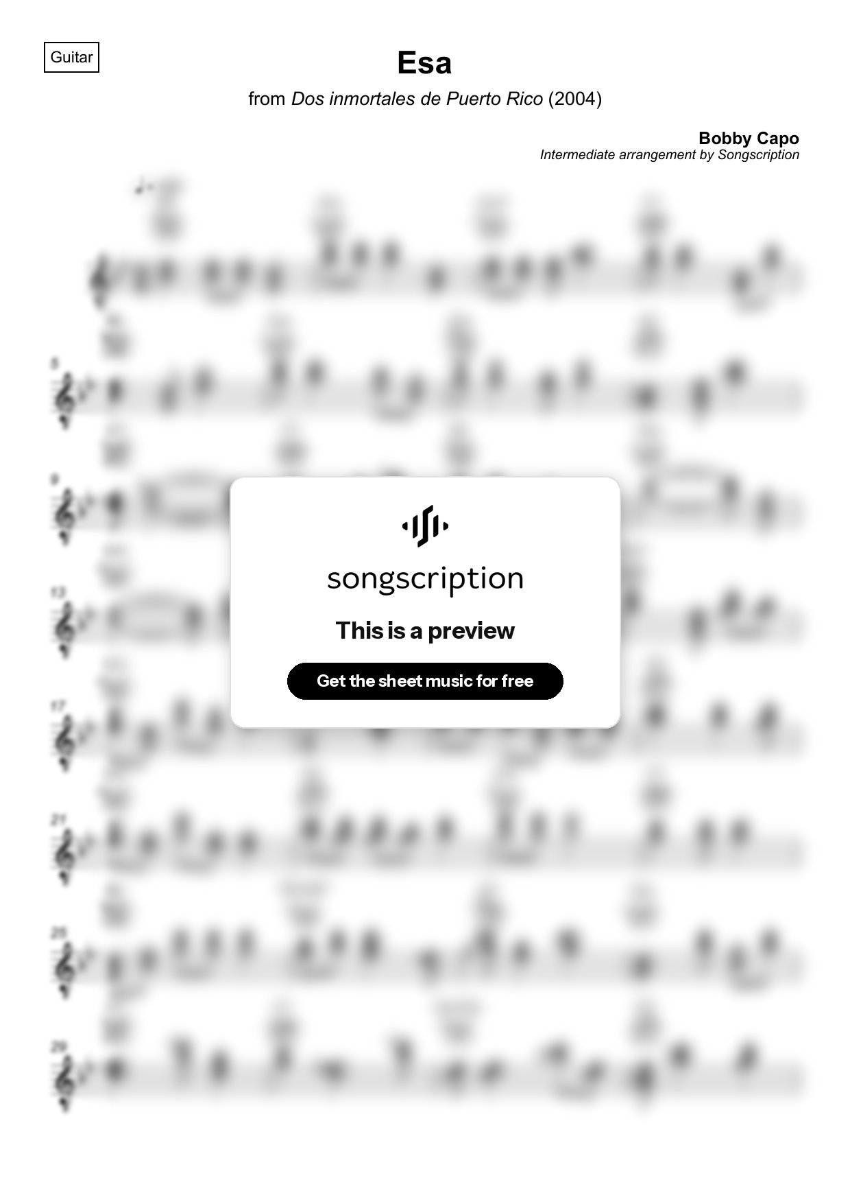 Intermediate Acoustic Guitar Sheet Music for "Esa" by Bobby Capo