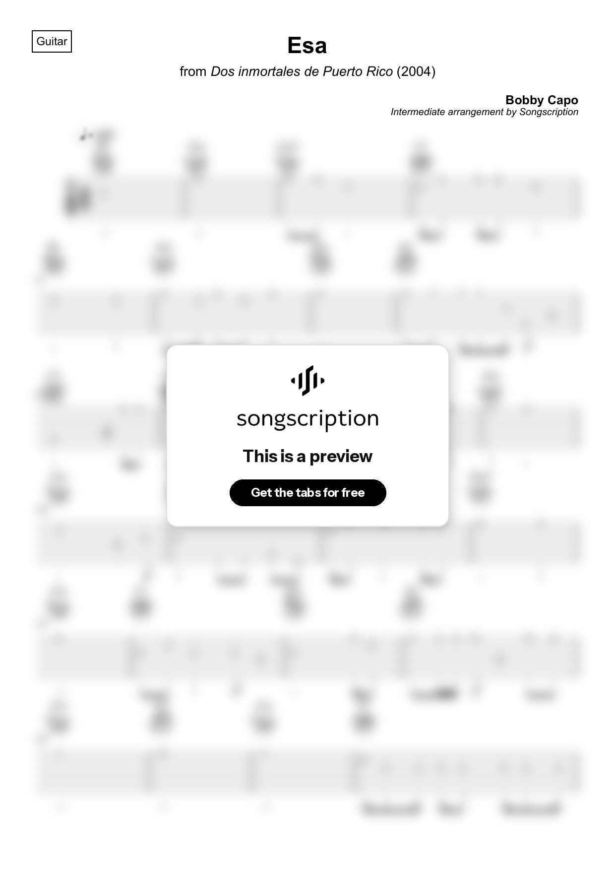 Intermediate Acoustic Guitar Tabs for "Esa" by Bobby Capo
