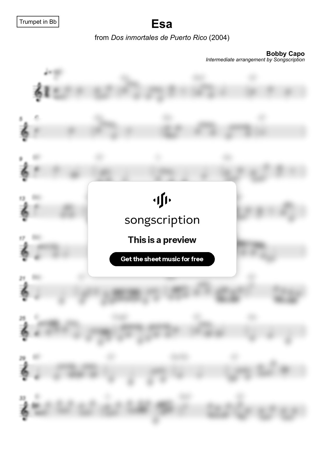Intermediate Trumpet Sheet Music for "Esa" by Bobby Capo