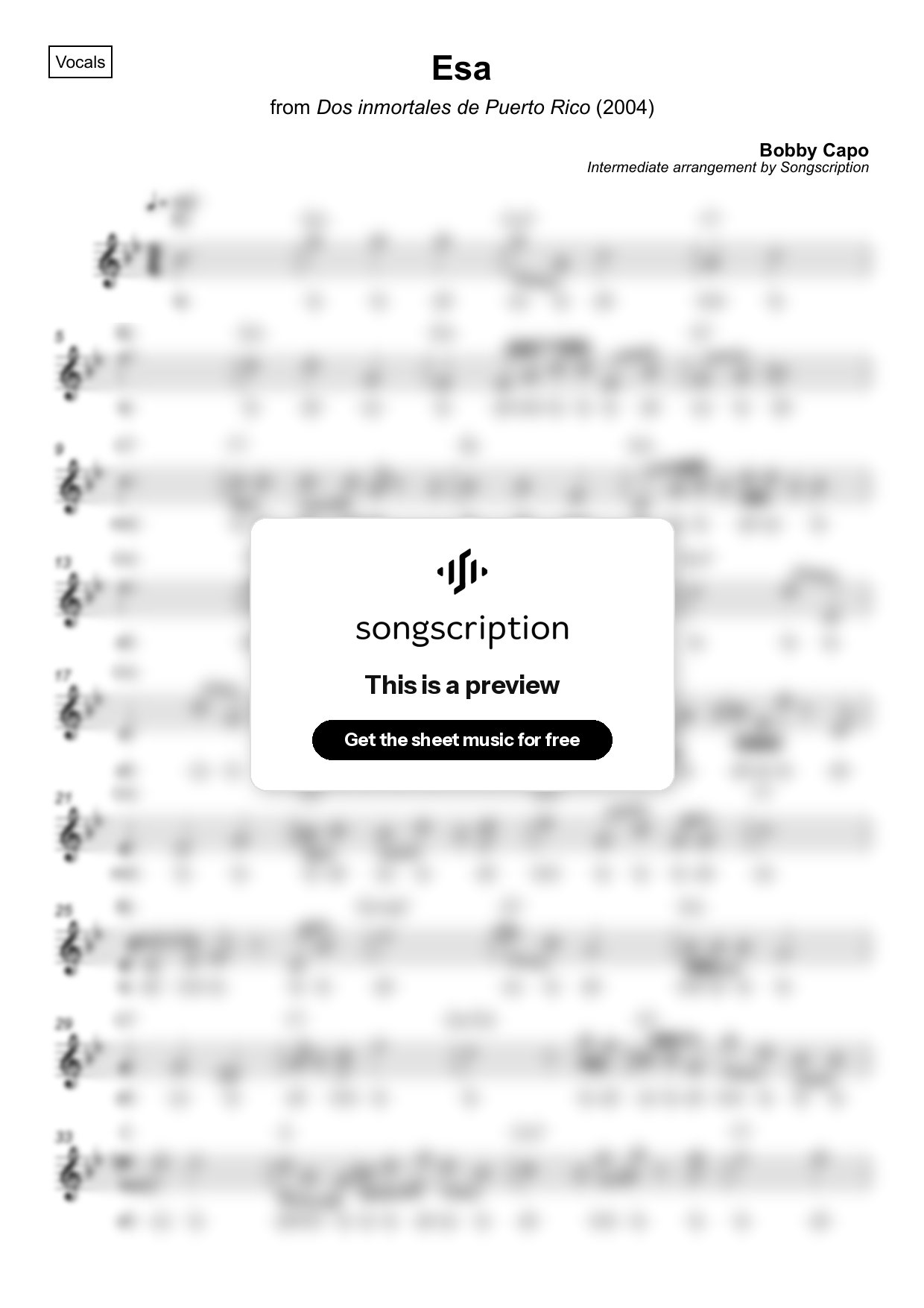 Intermediate Vocals Sheet Music for "Esa" by Bobby Capo