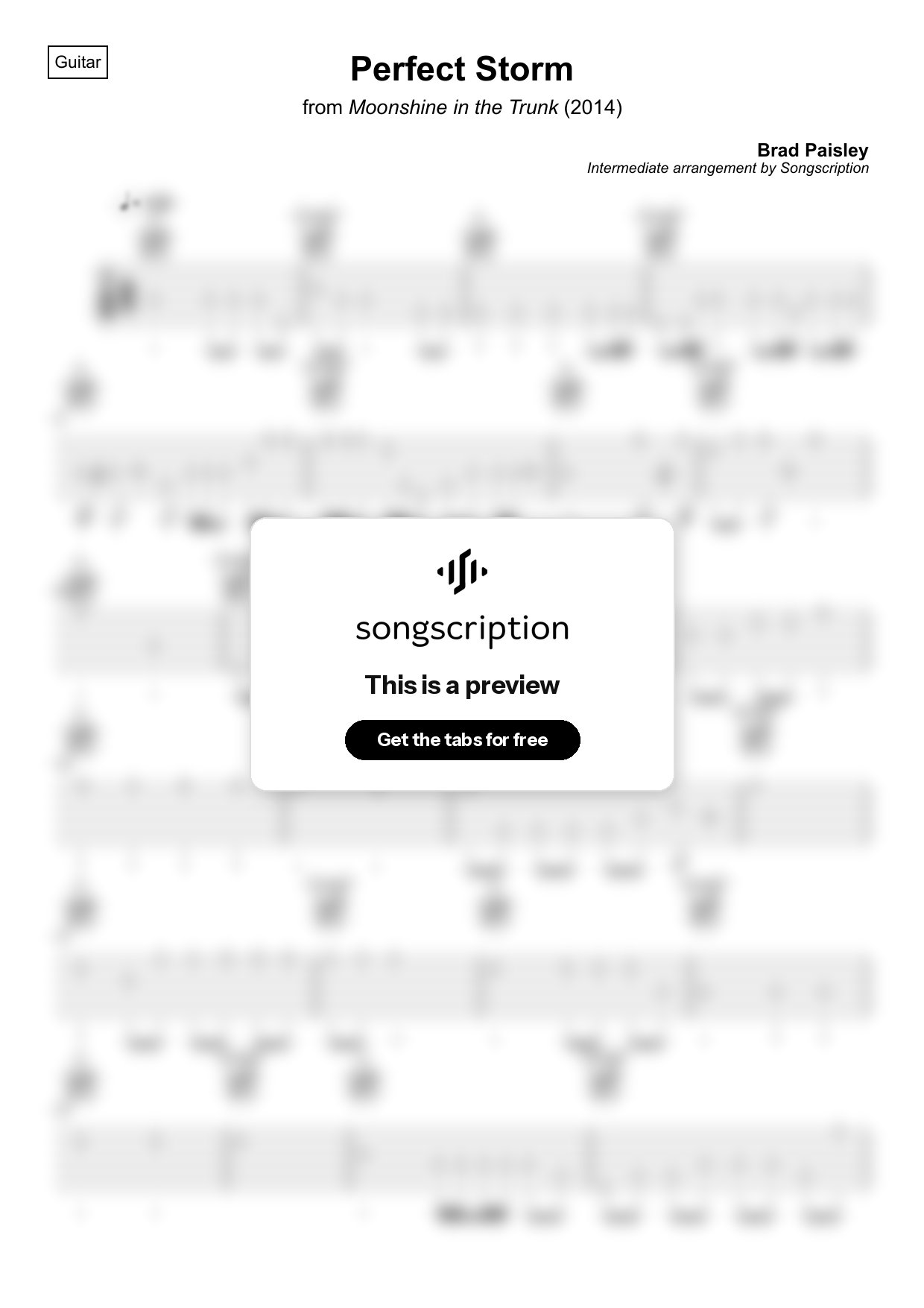 Intermediate Acoustic Guitar Tabs for "Perfect Storm" by Brad Paisley