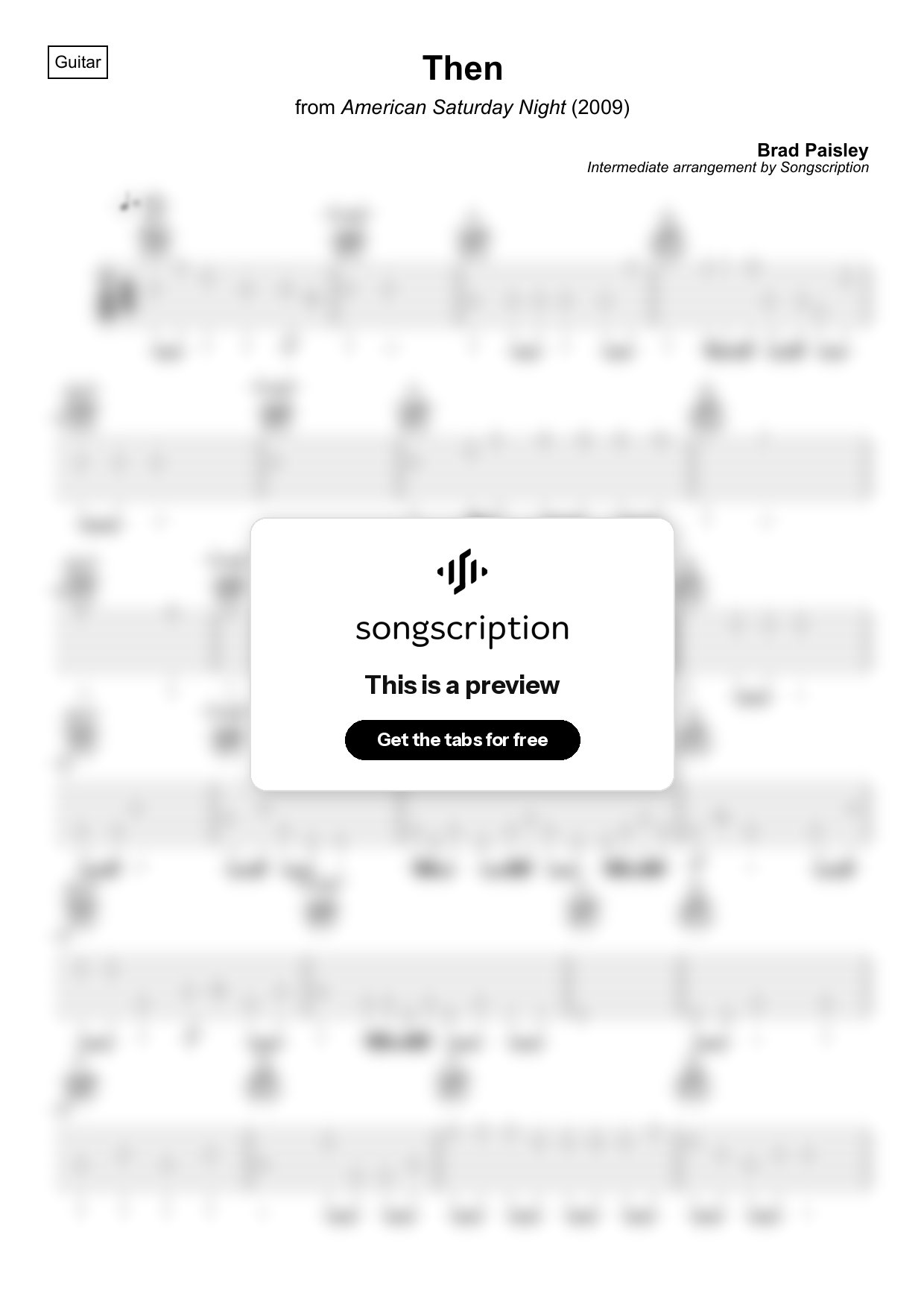 Intermediate Acoustic Guitar Tabs for "Then" by Brad Paisley