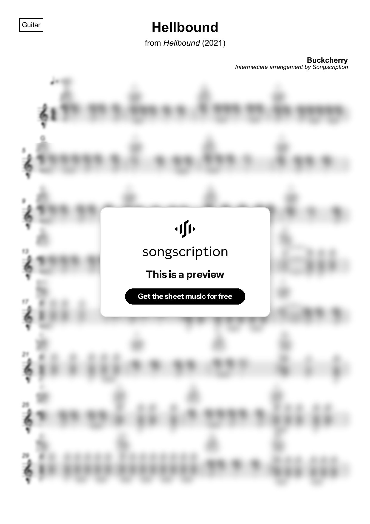 Intermediate Acoustic Guitar Sheet Music for "Hellbound" by Buckcherry