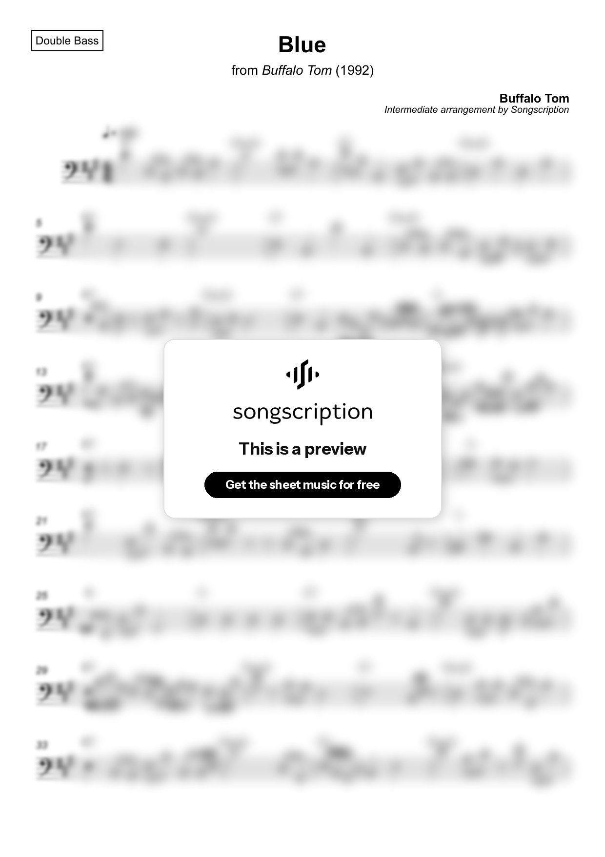 Intermediate Double Bass Sheet Music for "Blue" by Buffalo Tom