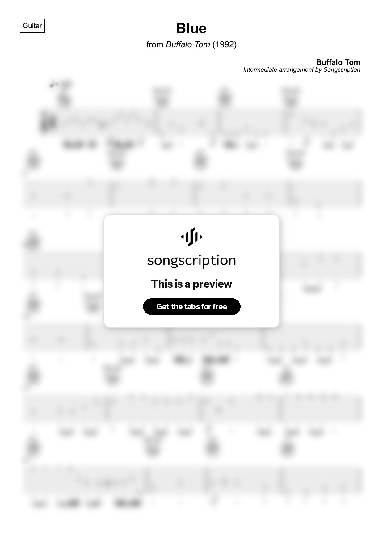 Intermediate Acoustic Guitar Tabs for "Blue" by Buffalo Tom