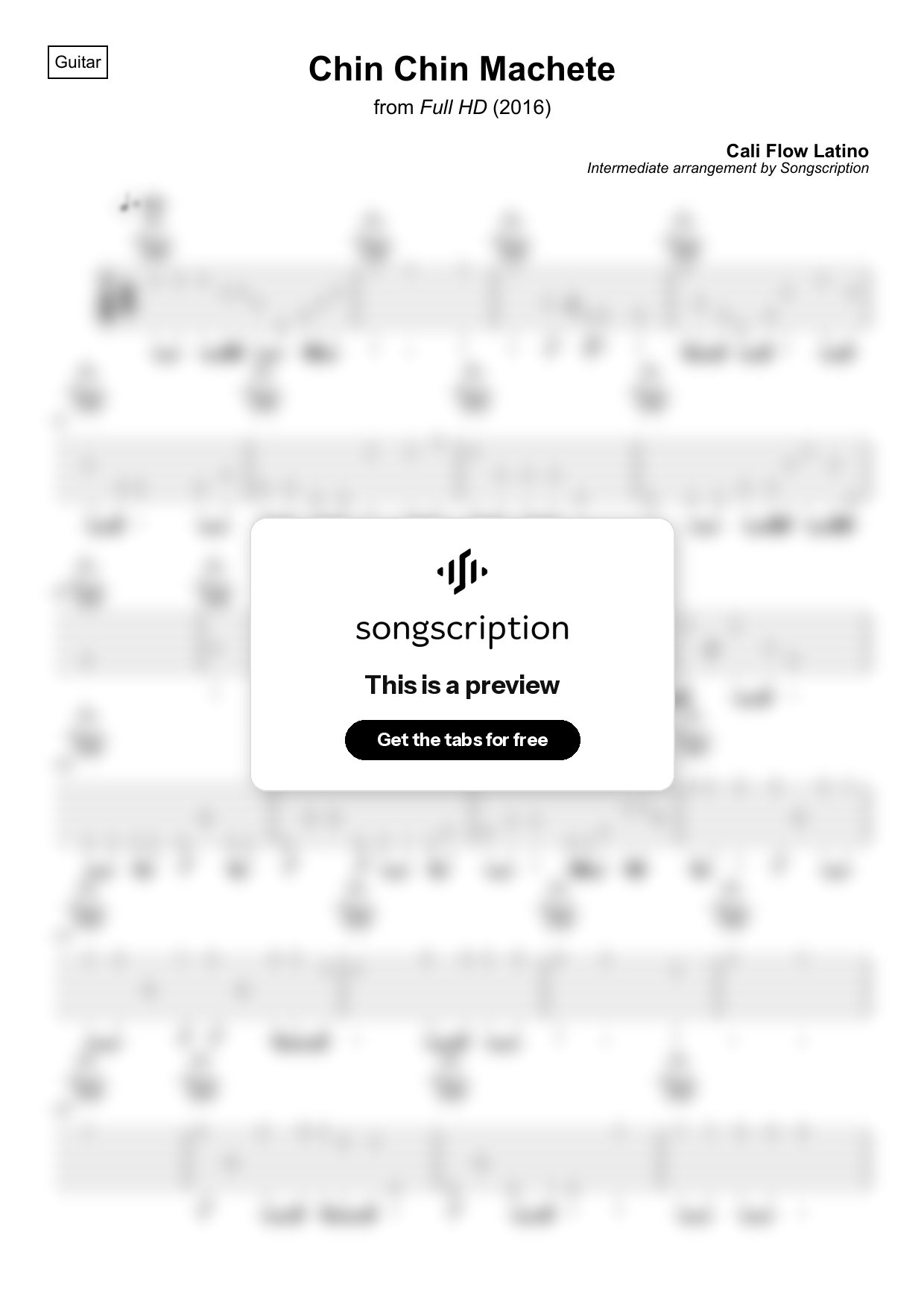 Intermediate Acoustic Guitar Tabs for "Chin Chin Machete" by Cali Flow Latino