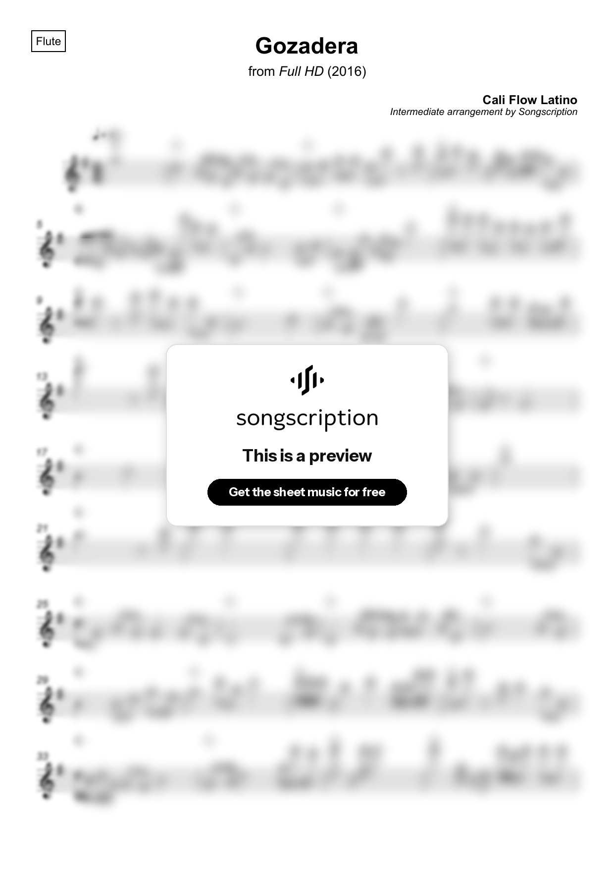 Intermediate Flute Sheet Music for "Gozadera" by Cali Flow Latino