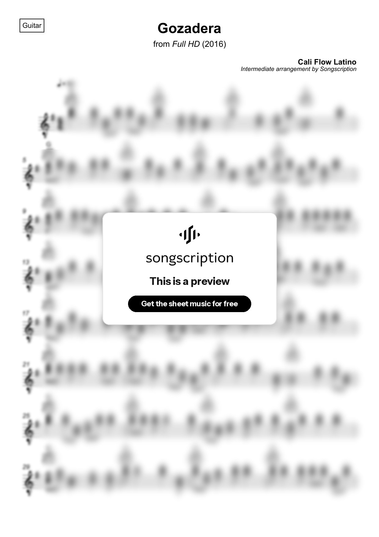 Intermediate Acoustic Guitar Sheet Music for "Gozadera" by Cali Flow Latino