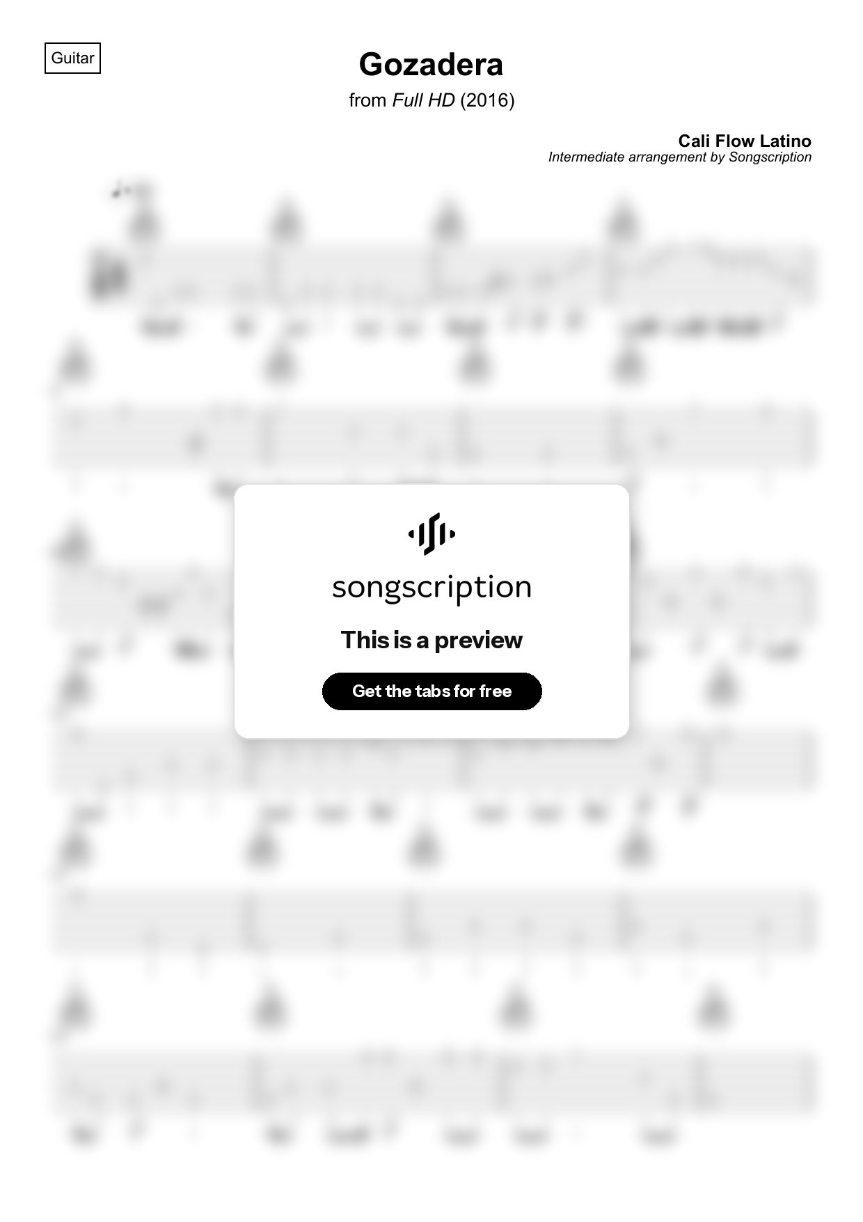 Intermediate Acoustic Guitar Tabs for "Gozadera" by Cali Flow Latino