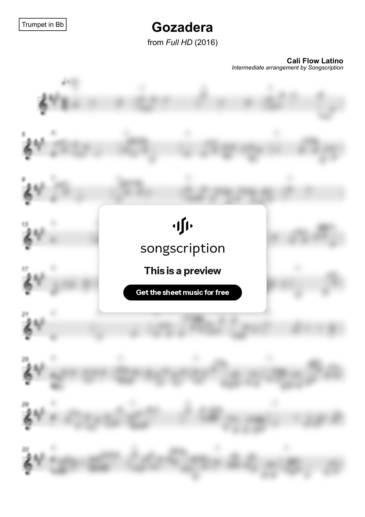 Intermediate Trumpet Sheet Music for "Gozadera" by Cali Flow Latino