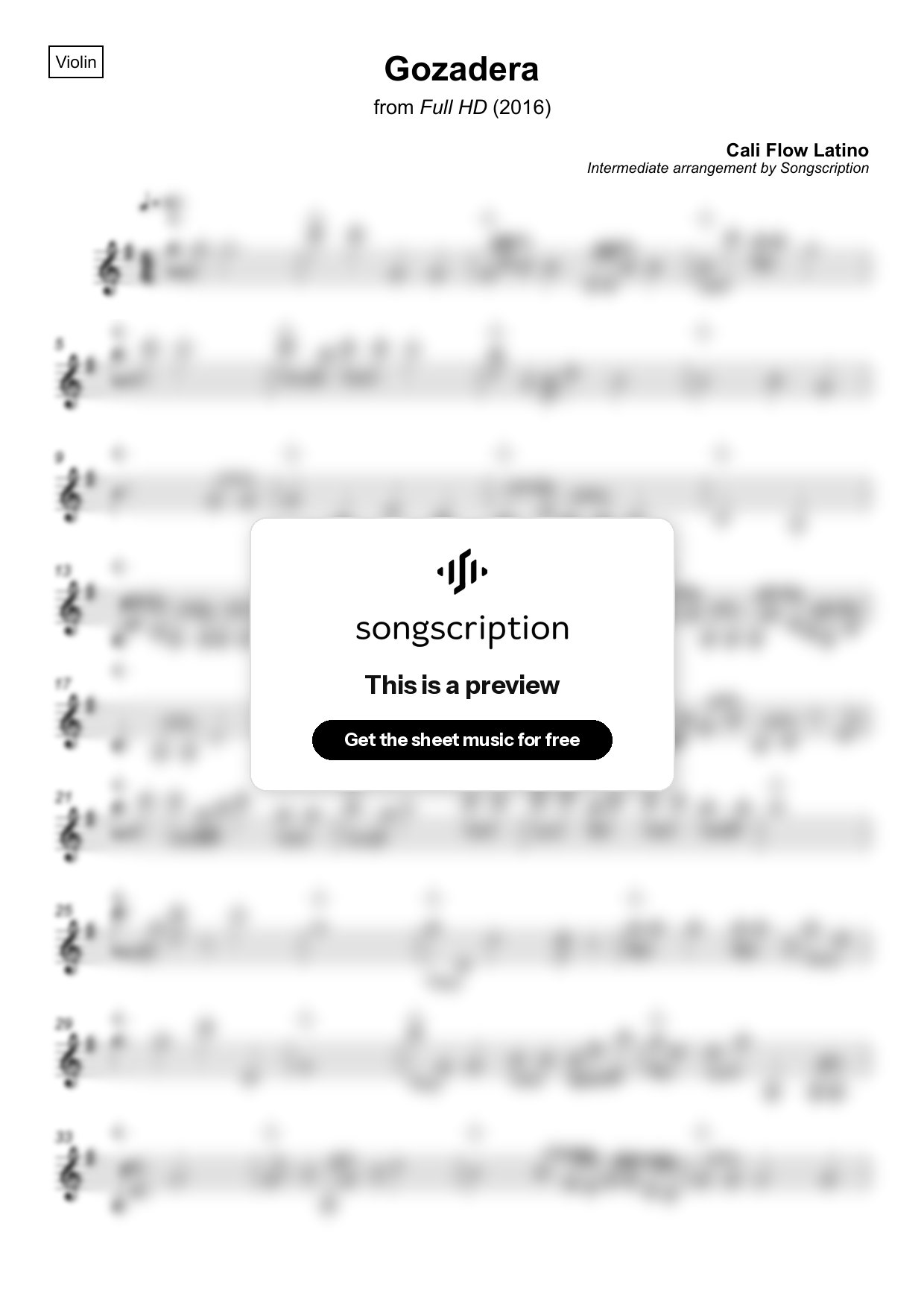 Intermediate Violin Sheet Music for "Gozadera" by Cali Flow Latino