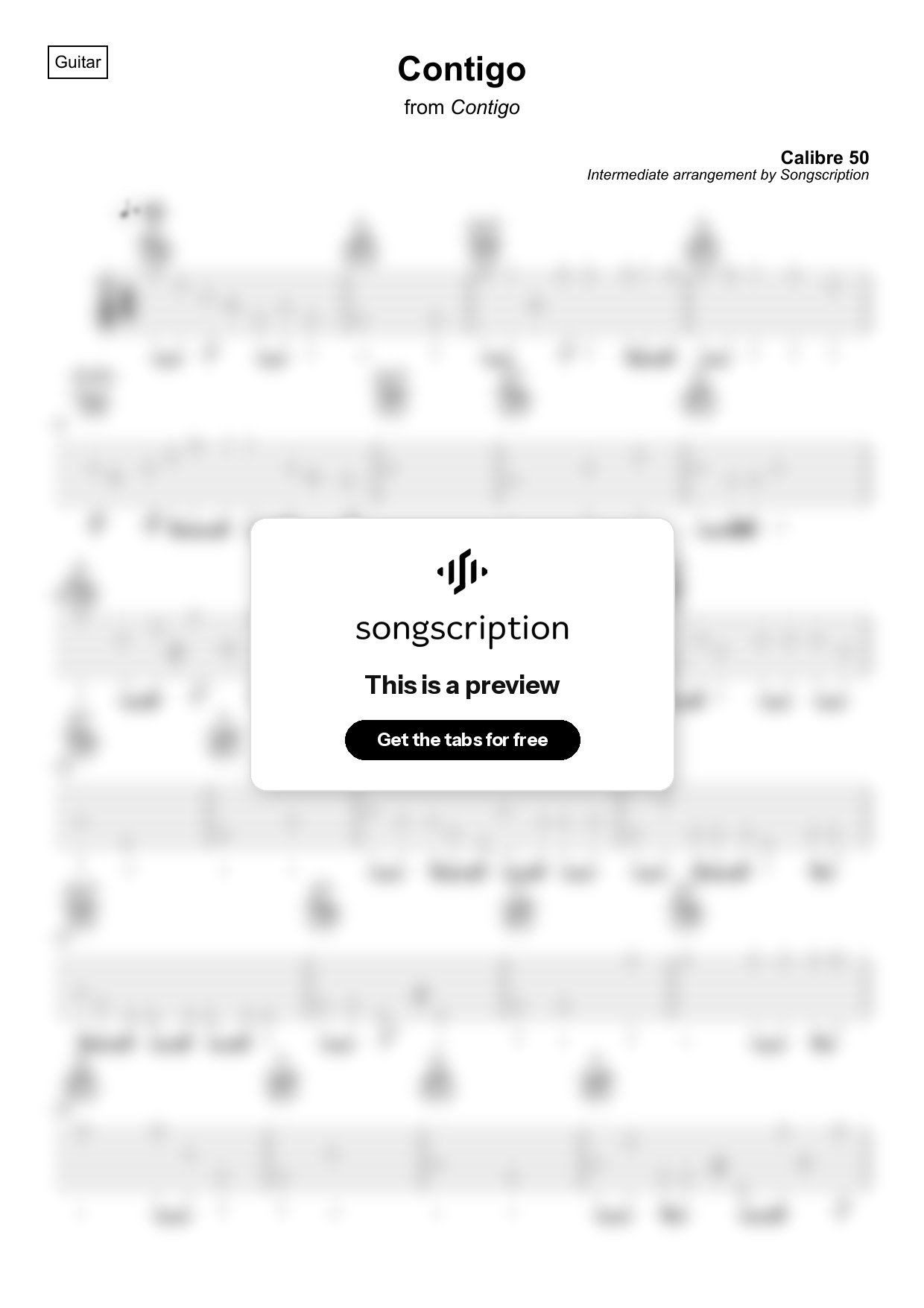 Intermediate Acoustic Guitar Tabs for "Contigo" by Calibre 50