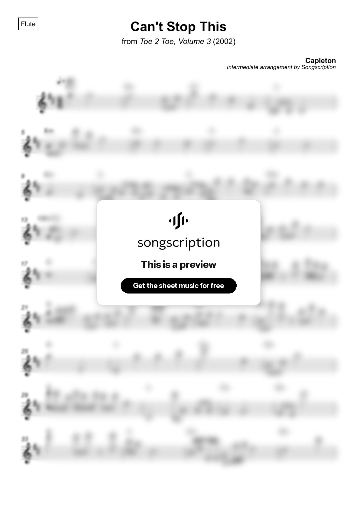 Intermediate Flute Sheet Music for "Can't Stop This" by Capleton