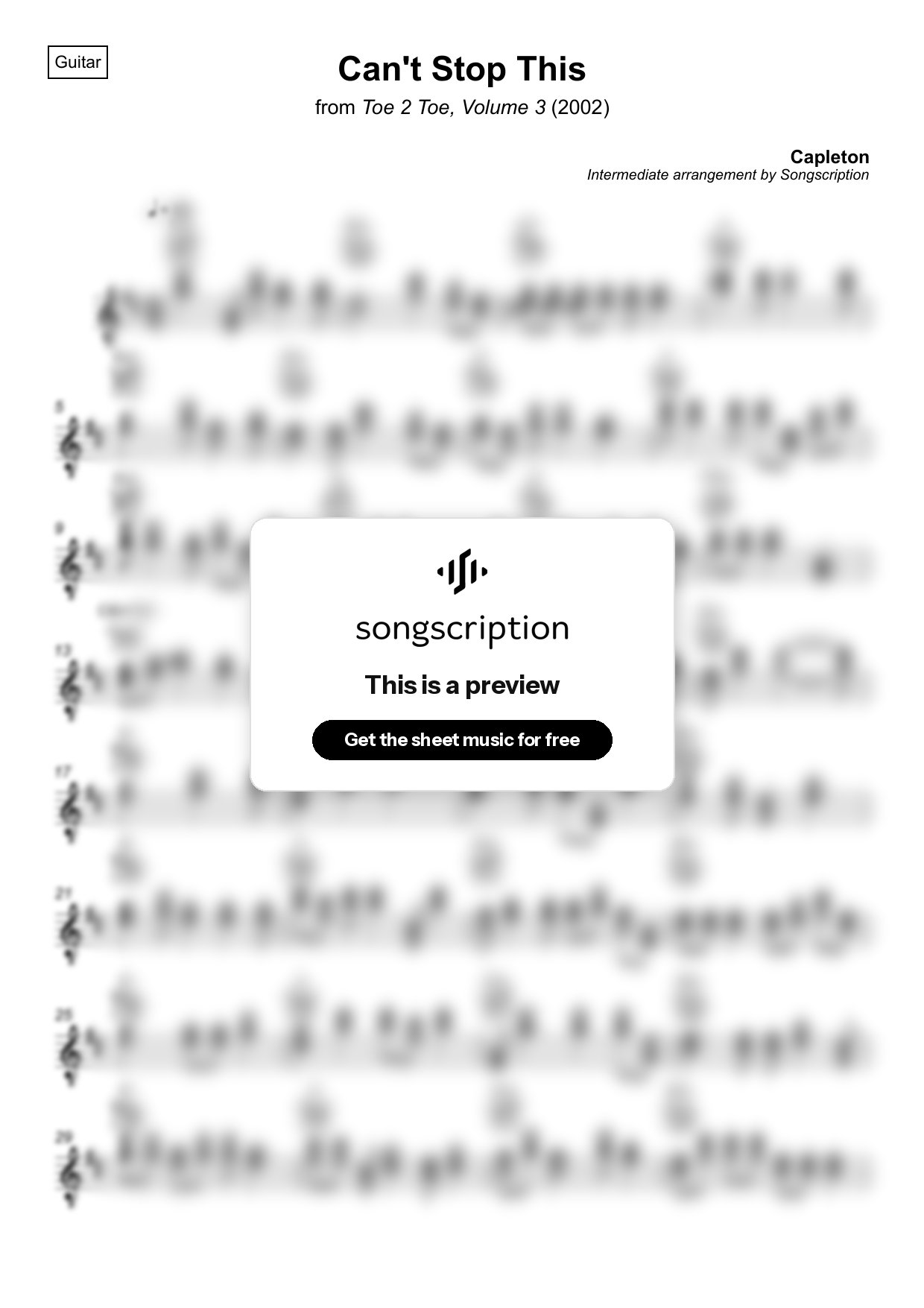 Intermediate Acoustic Guitar Sheet Music for "Can't Stop This" by Capleton