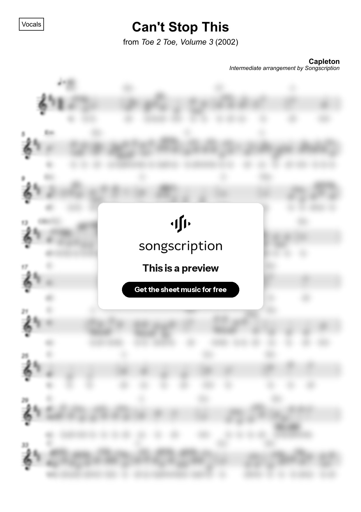 Intermediate Vocals Sheet Music for "Can't Stop This" by Capleton