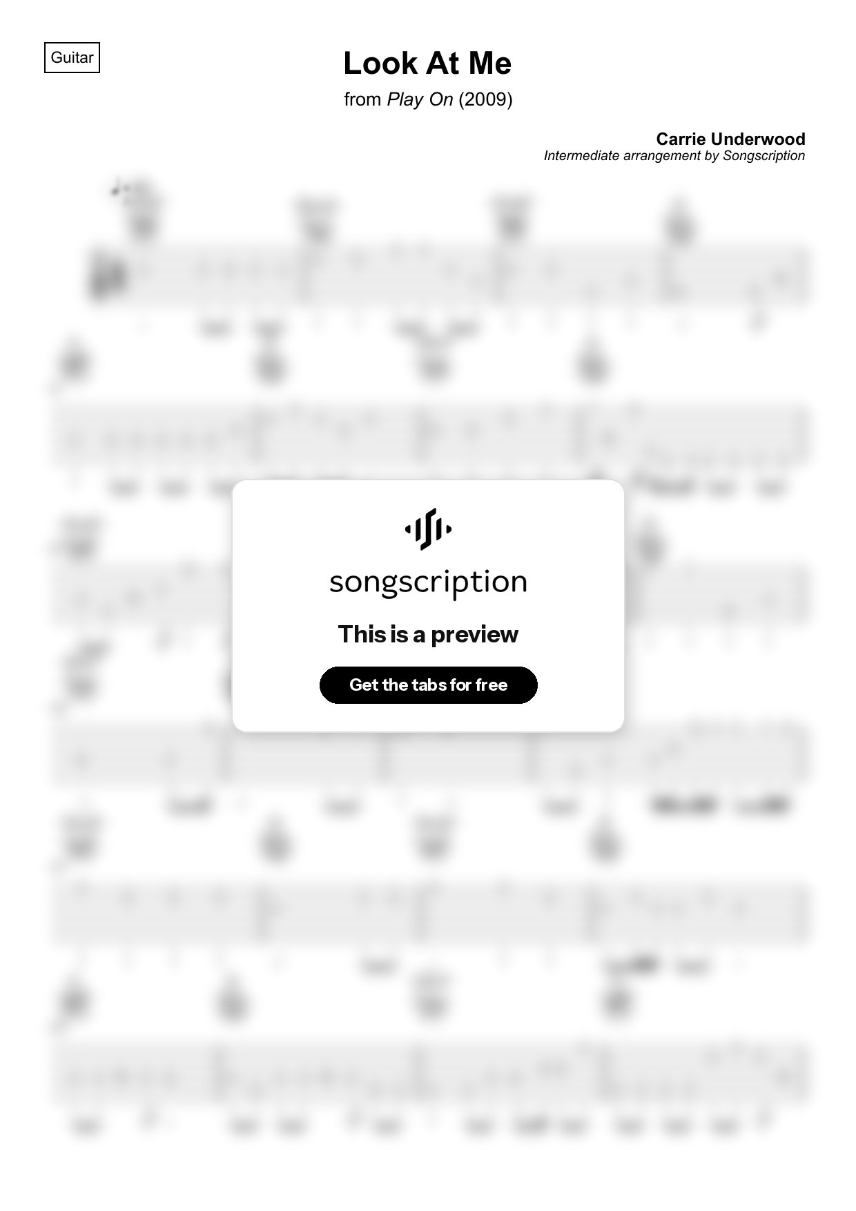 Intermediate Acoustic Guitar Tabs for "Look At Me" by Carrie Underwood