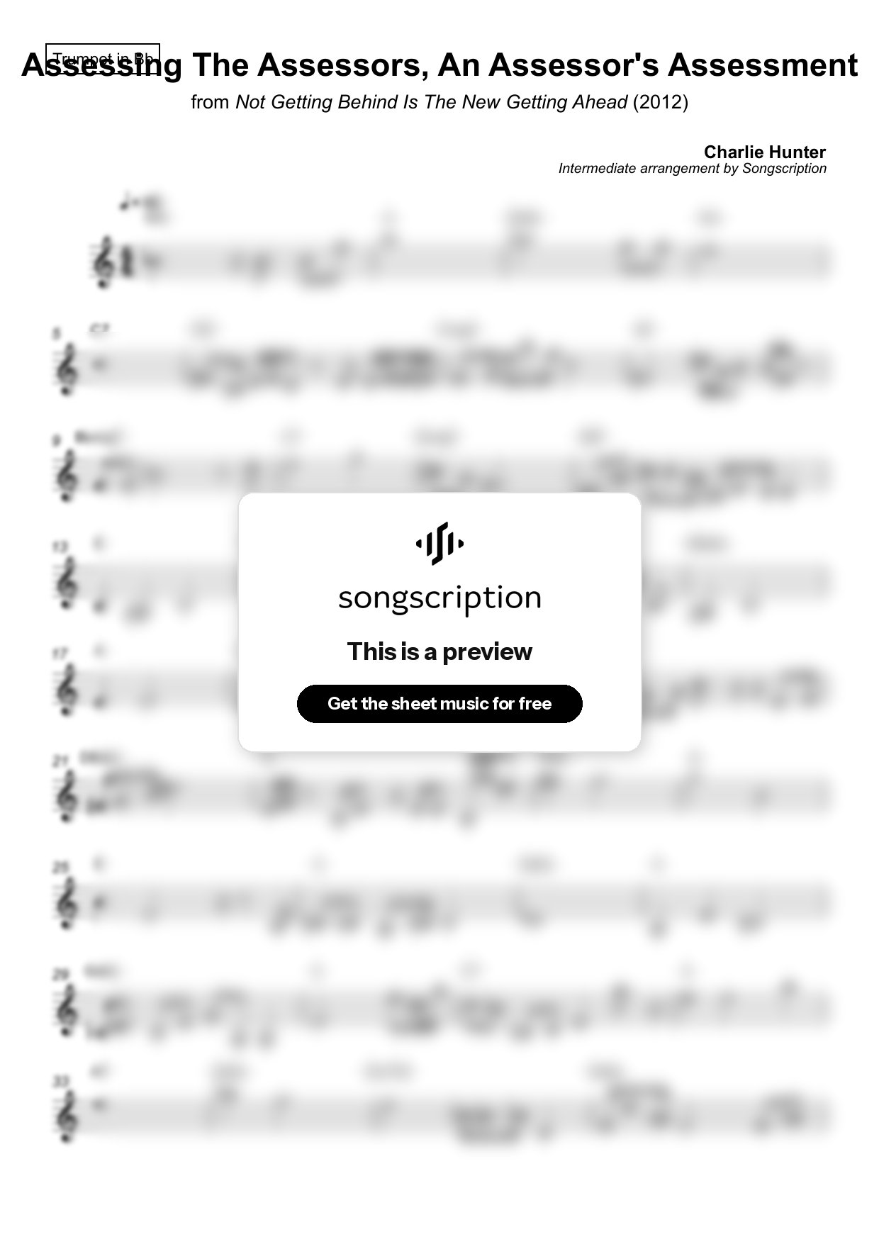 Intermediate Trumpet Sheet Music for "Assessing The Assessors, An Assessor's Assessment" by Charlie Hunter