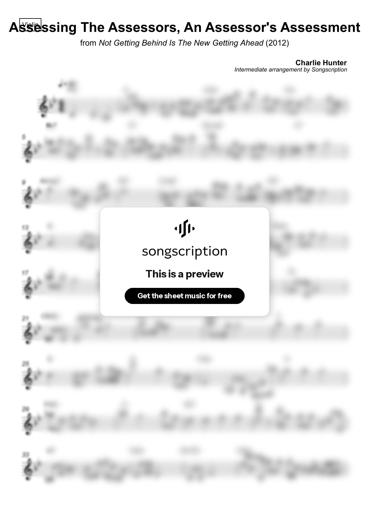 Intermediate Violin Sheet Music for "Assessing The Assessors, An Assessor's Assessment" by Charlie Hunter