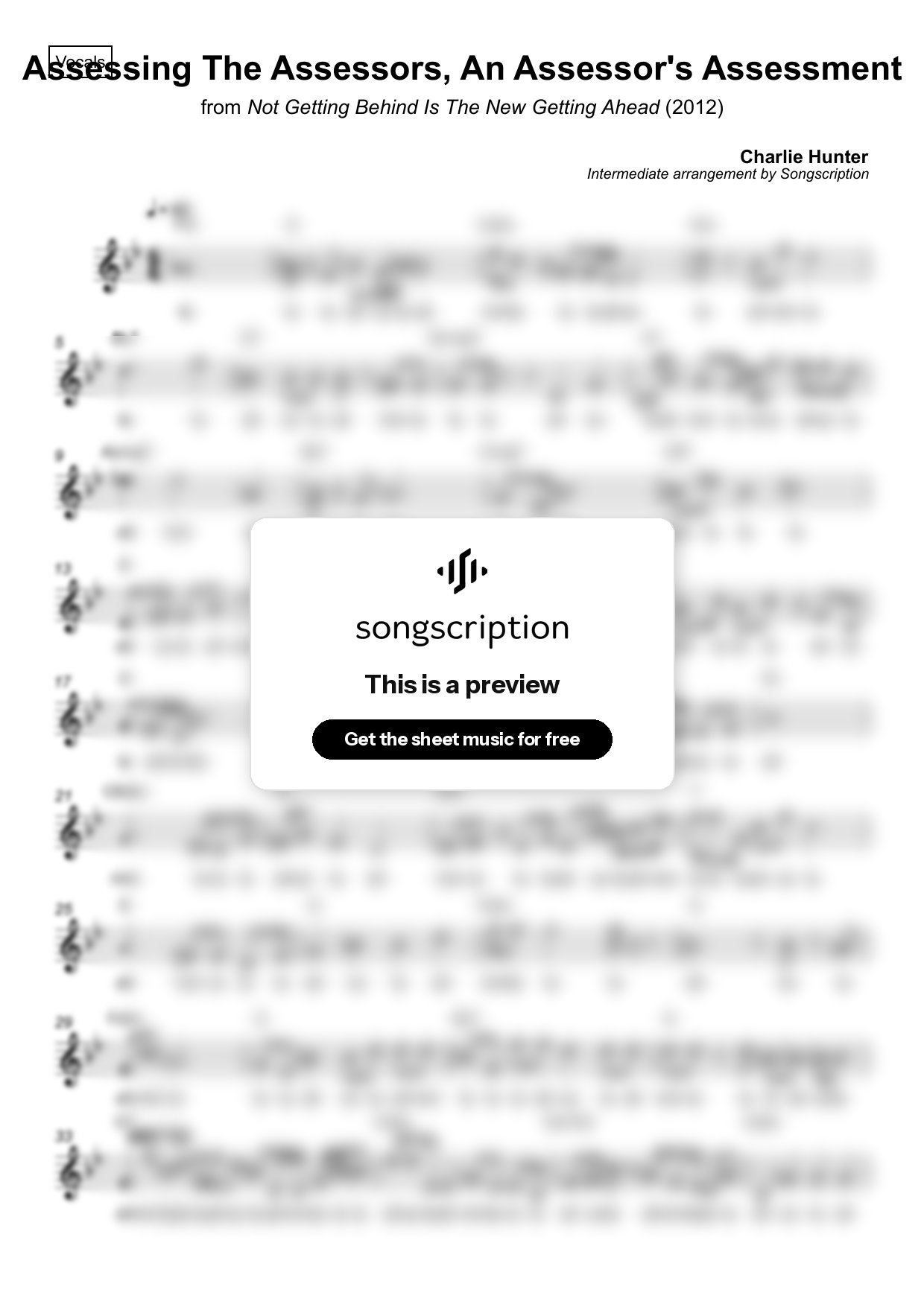 Intermediate Vocals Sheet Music for "Assessing The Assessors, An Assessor's Assessment" by Charlie Hunter