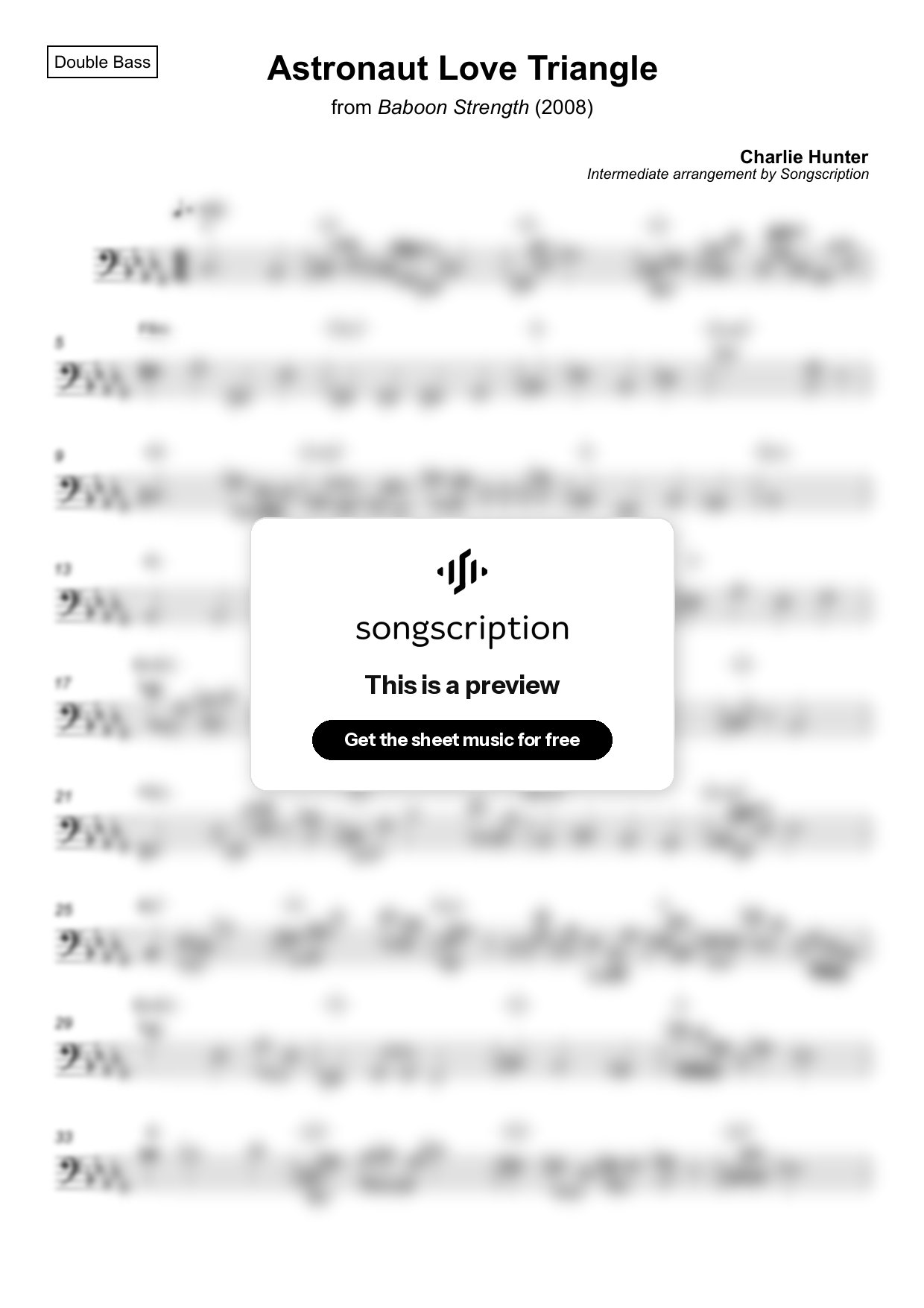 Intermediate Double Bass Sheet Music for "Astronaut Love Triangle" by Charlie Hunter