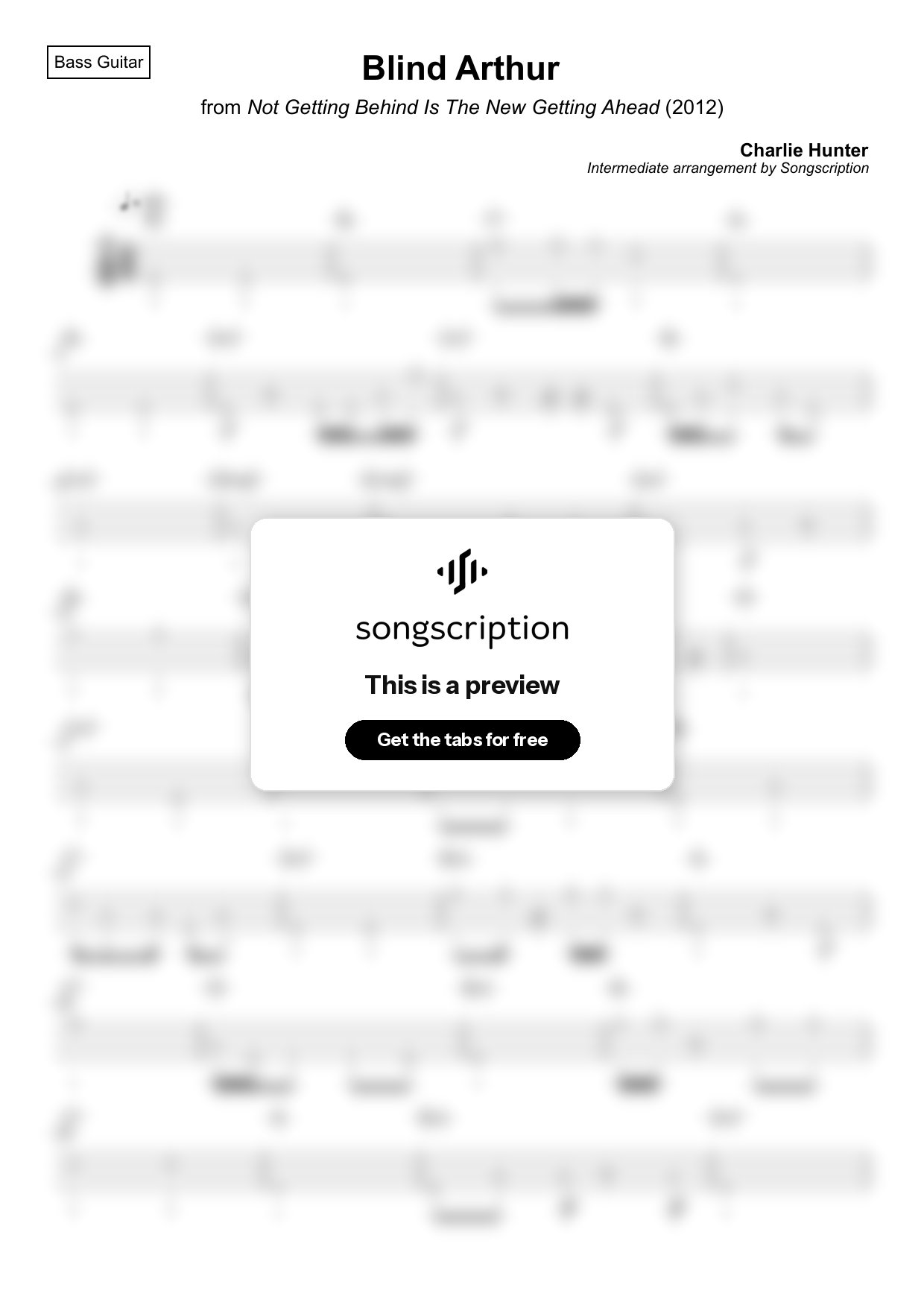 Intermediate Bass Guitar Tabs for "Blind Arthur" by Charlie Hunter