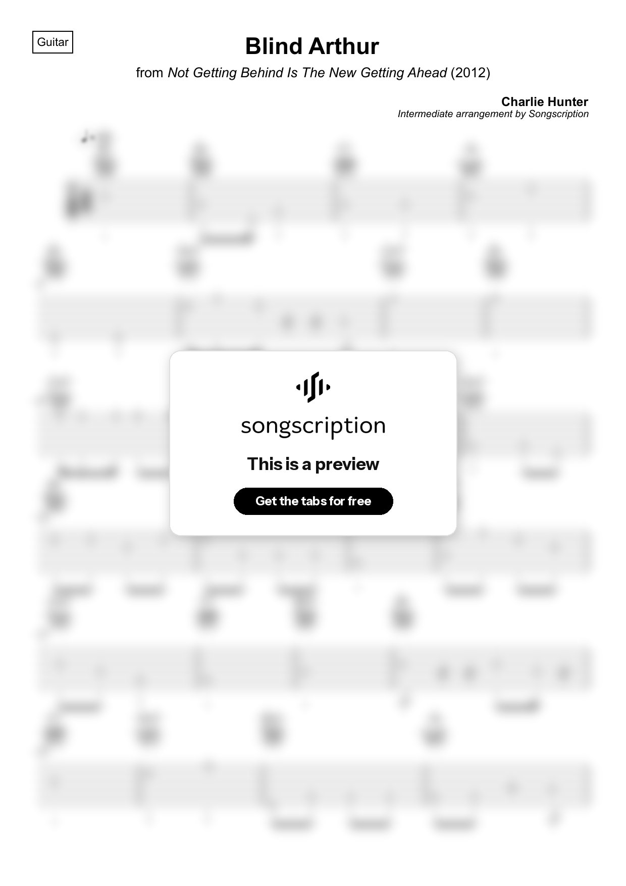 Intermediate Acoustic Guitar Tabs for "Blind Arthur" by Charlie Hunter