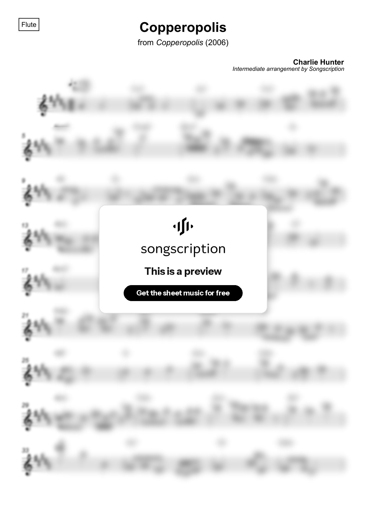 Intermediate Flute Sheet Music for "Copperopolis" by Charlie Hunter