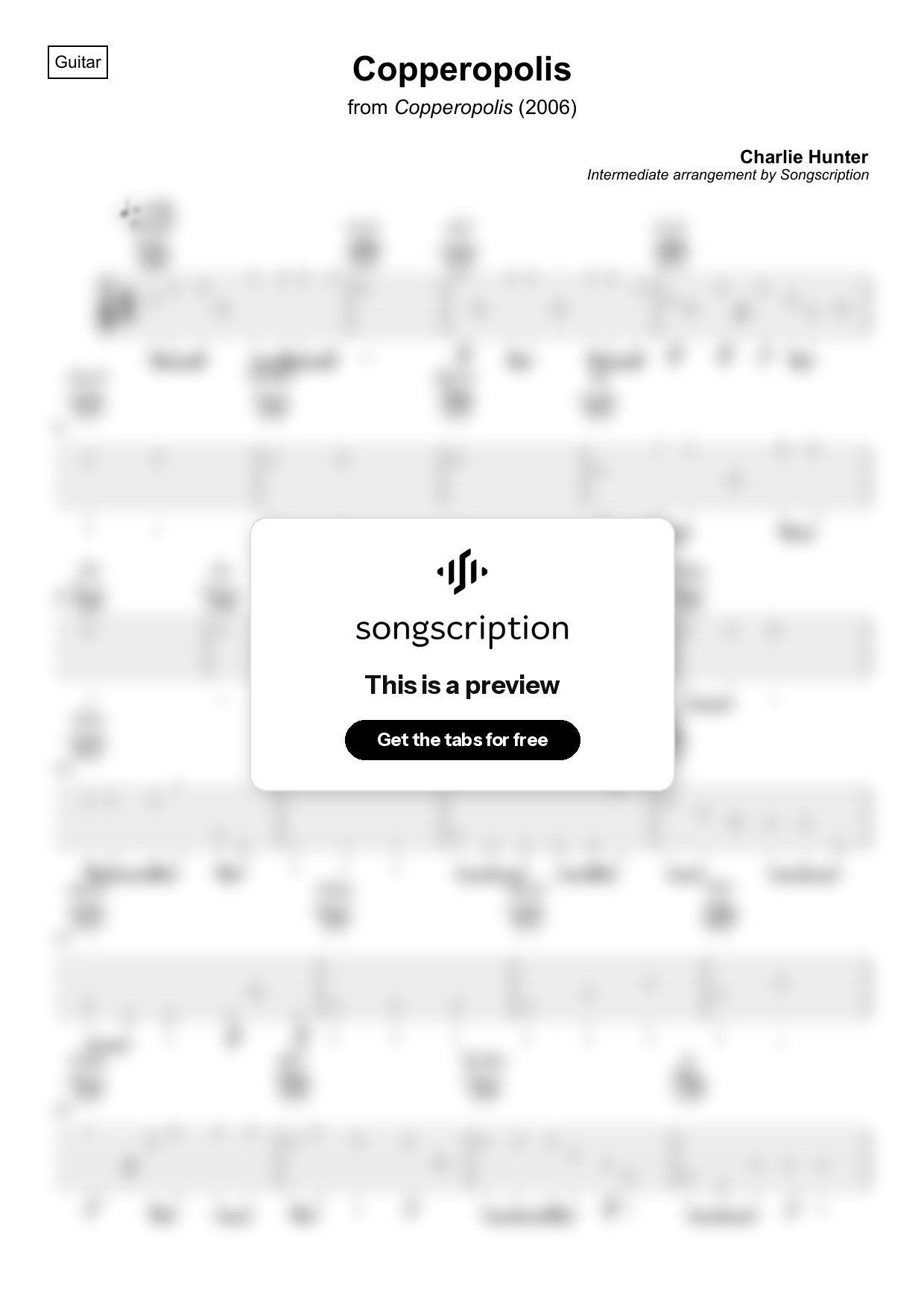 Intermediate Acoustic Guitar Tabs for "Copperopolis" by Charlie Hunter