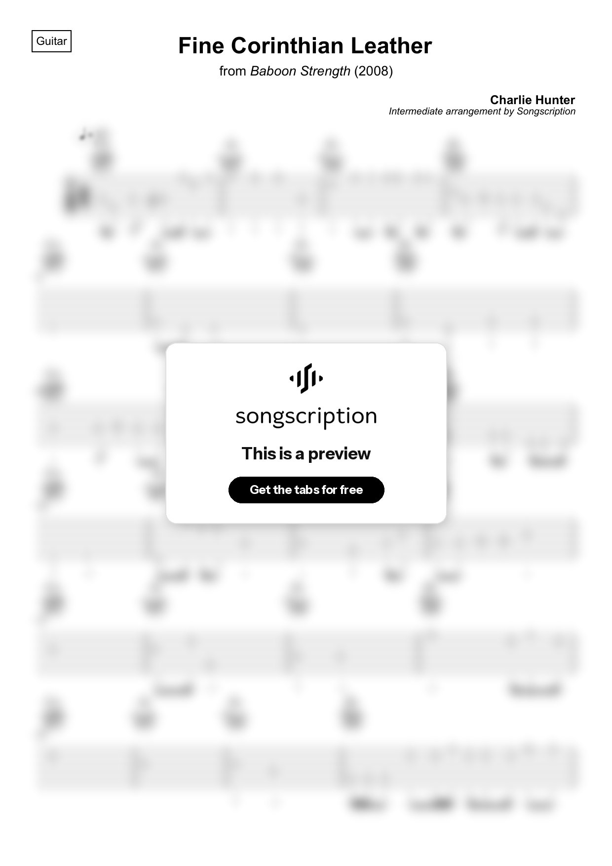 Intermediate Acoustic Guitar Tabs for "Fine Corinthian Leather" by Charlie Hunter