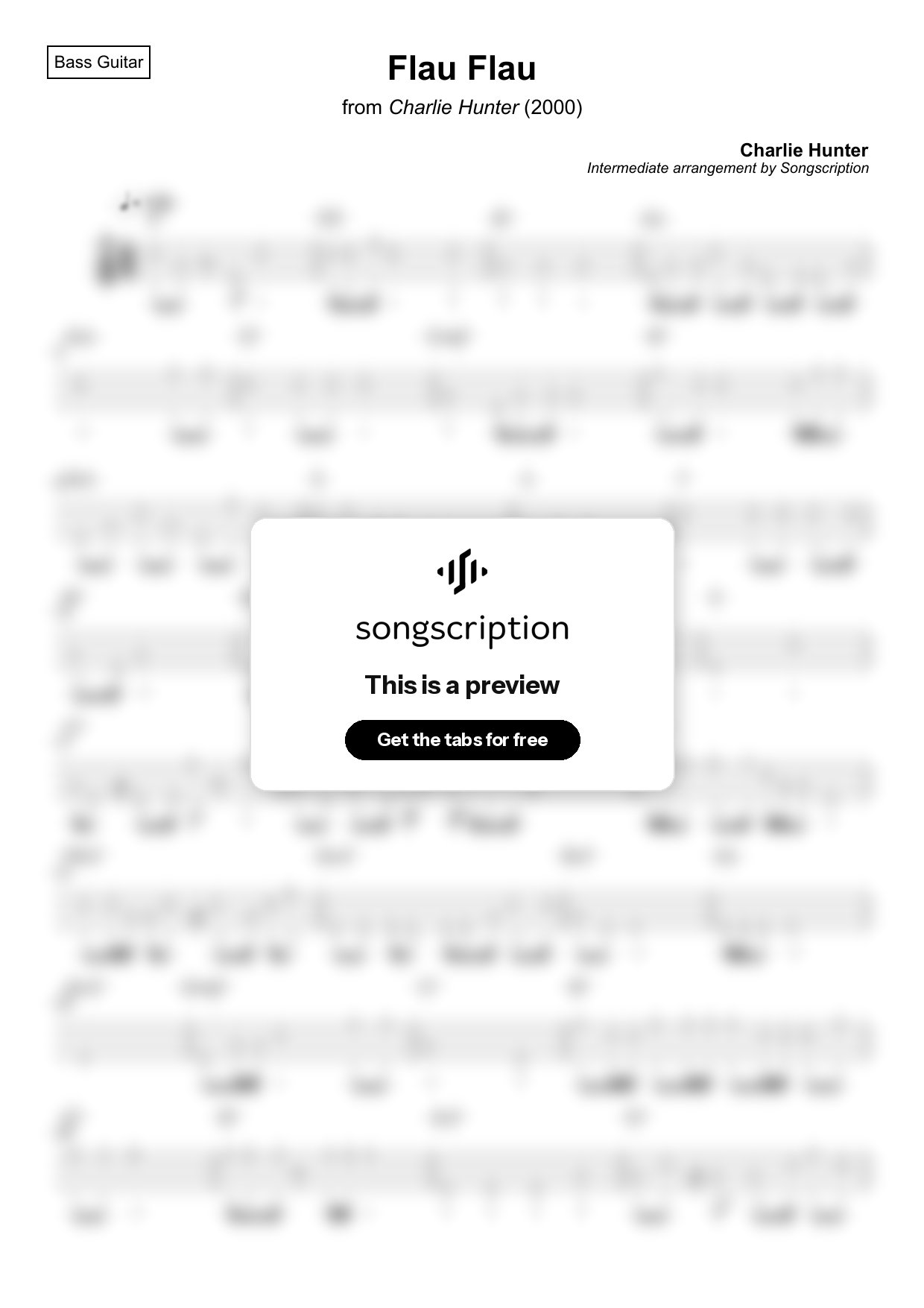 Intermediate Bass Guitar Tabs for "Flau Flau" by Charlie Hunter