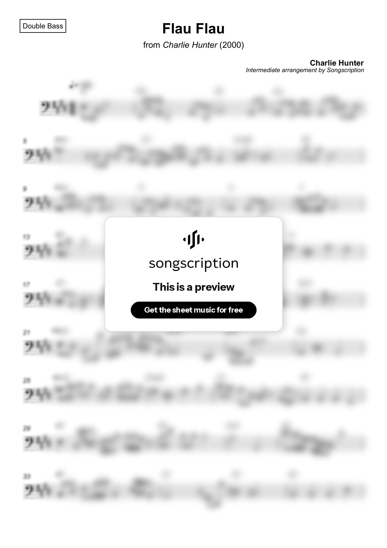 Intermediate Double Bass Sheet Music for "Flau Flau" by Charlie Hunter