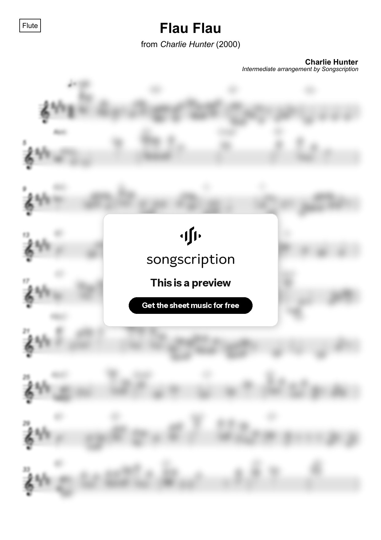 Intermediate Flute Sheet Music for "Flau Flau" by Charlie Hunter