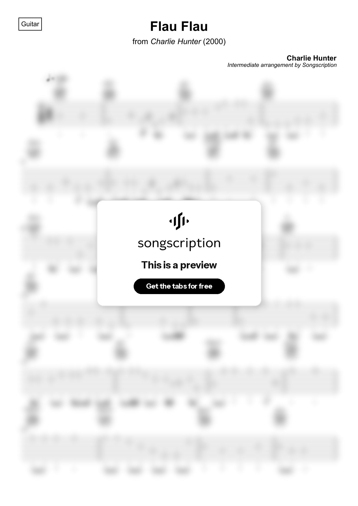Intermediate Acoustic Guitar Tabs for "Flau Flau" by Charlie Hunter