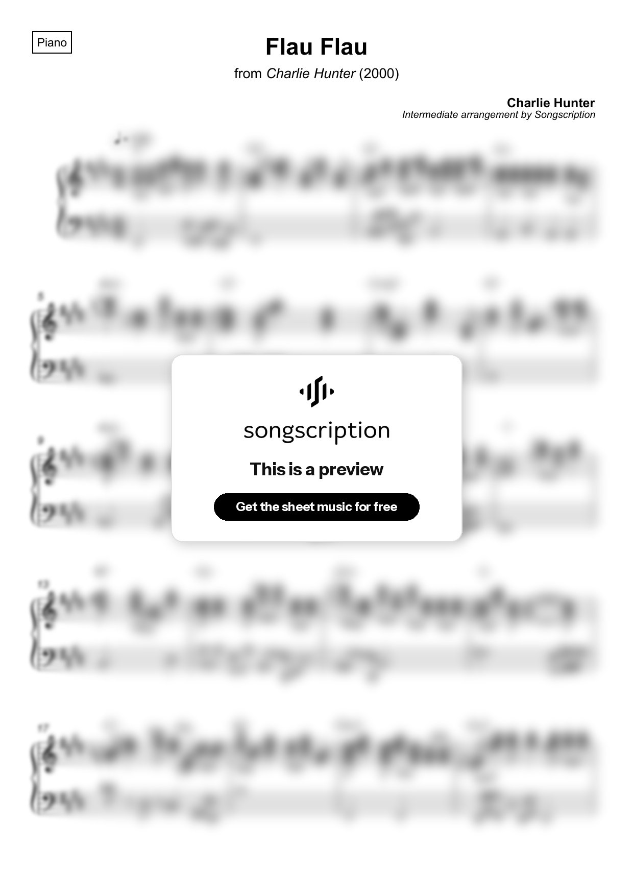 Intermediate Piano Sheet Music for "Flau Flau" by Charlie Hunter